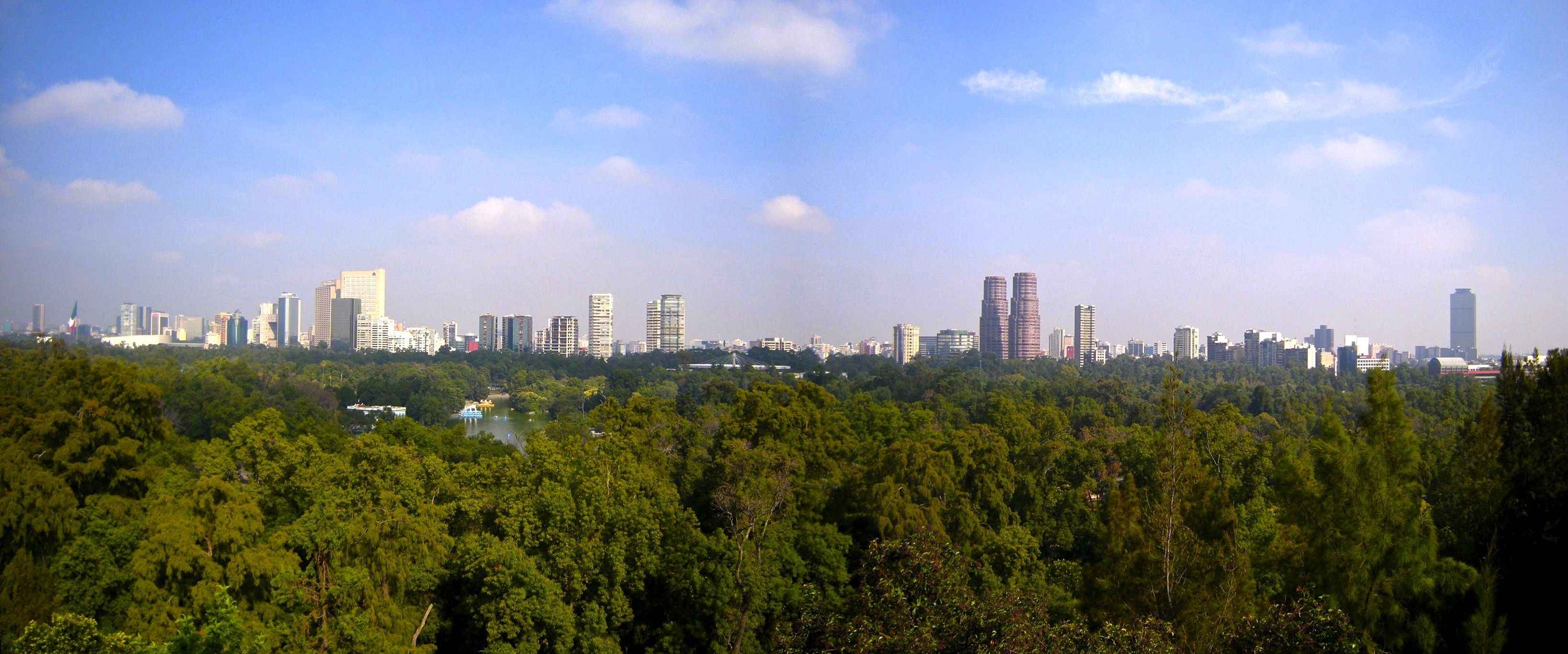 Mexico City Skyline, Chapultepec Park, Ciudad de Mexico, Urban panorama, 3280x1370 Dual Screen Desktop