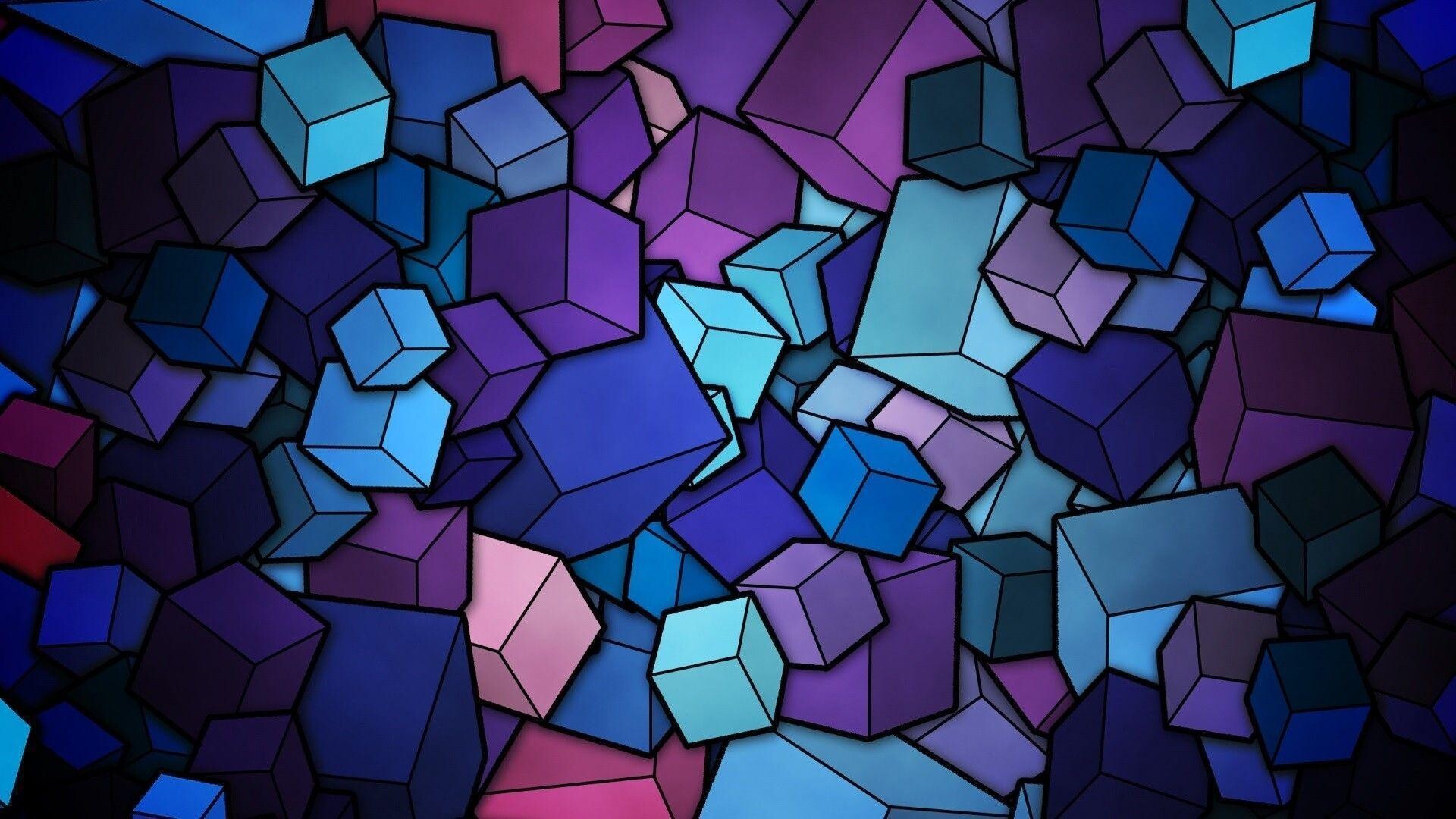 Geometric Abstract: Digital art, Cubes, Parallel lines, Right angles, Squares. 1920x1080 Full HD Wallpaper.