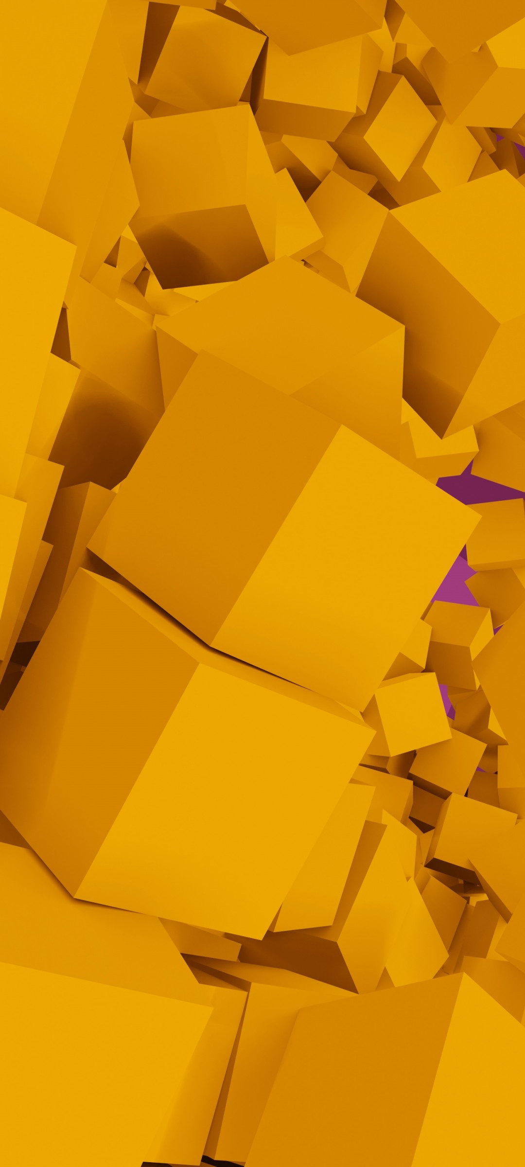 3D objects wallpaper, Yellow cubes design, Geometric shapes inspiration, Technology theme, 1080x2400 HD Phone