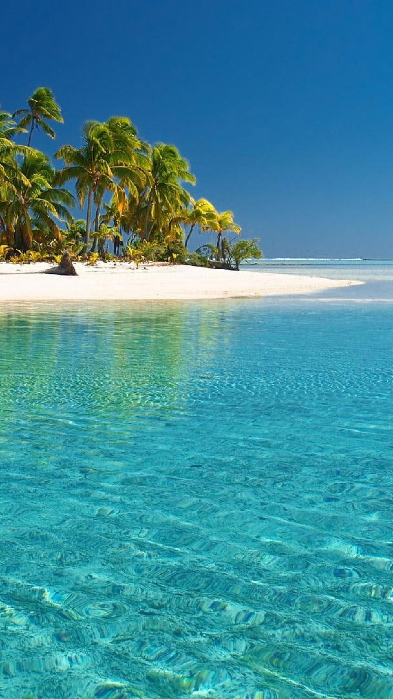 Tropical white beach, Crystal clear water, Serene paradise, Relaxing getaway, 1350x2400 HD Phone