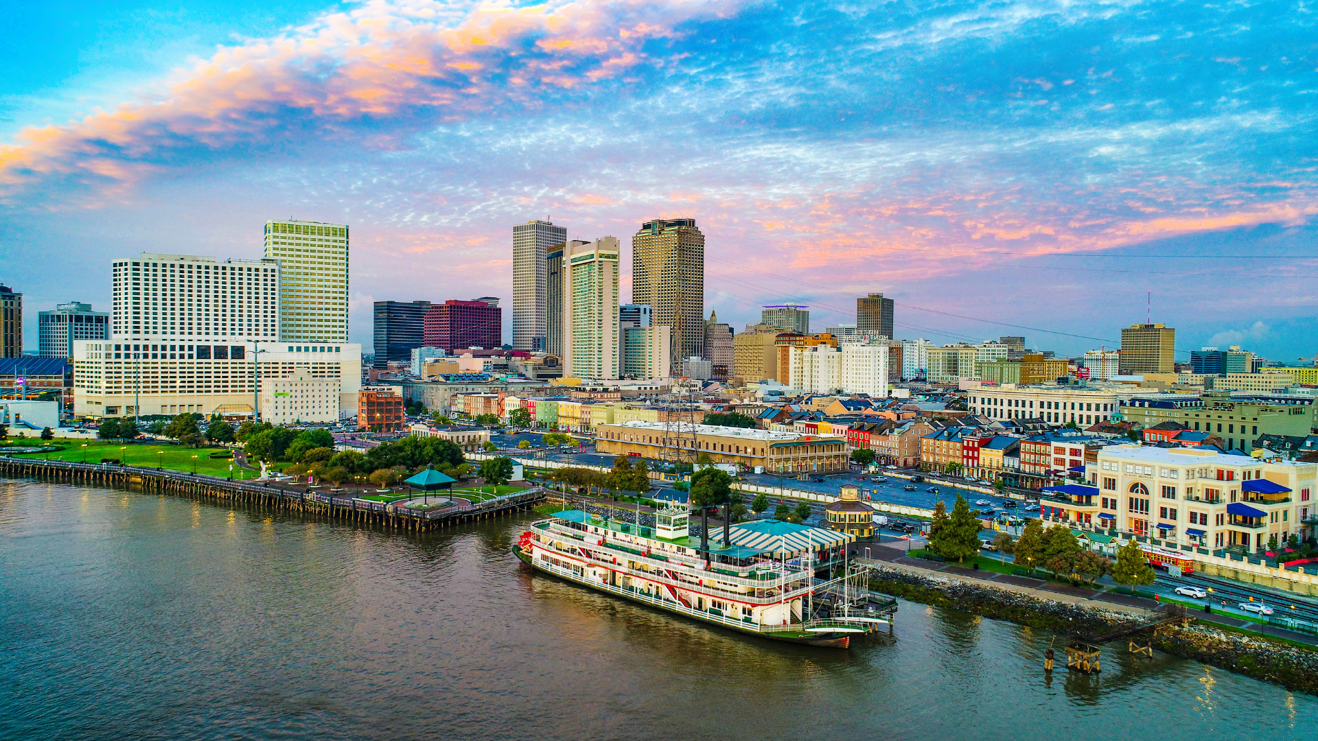 New Orleans Skyline, Travels, Storage containers, A&M Container Sales, 1920x1080 Full HD Desktop