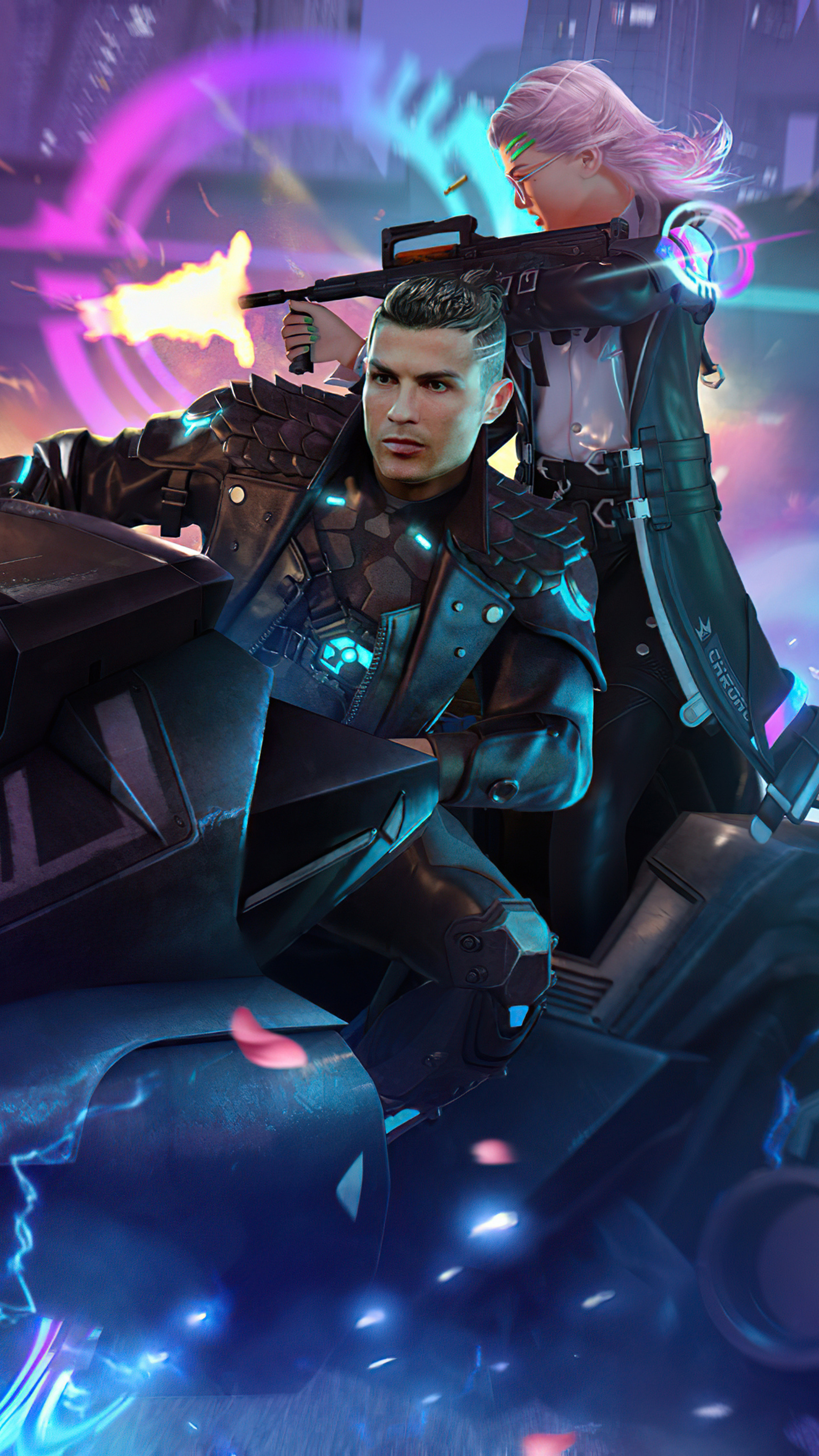 Cristiano Ronaldo in Free Fire, 5K Xperia wallpapers, Stunning artwork, Iconic collaboration, 2160x3840 4K Handy