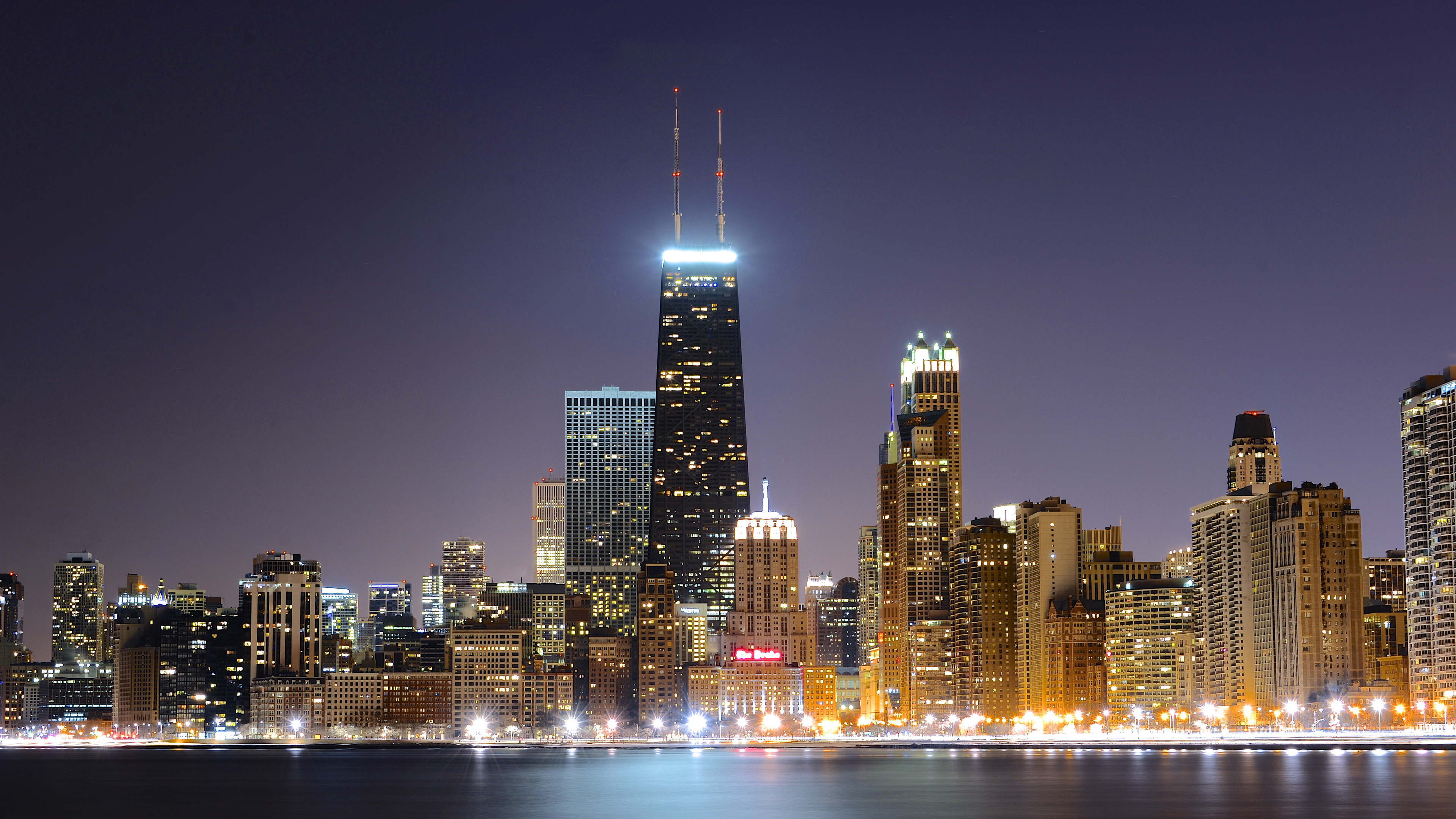 Chicago cityscape, 4K Ultra HD wallpaper, Night view, Metropolitan beauty, 3840x2160 4K Desktop