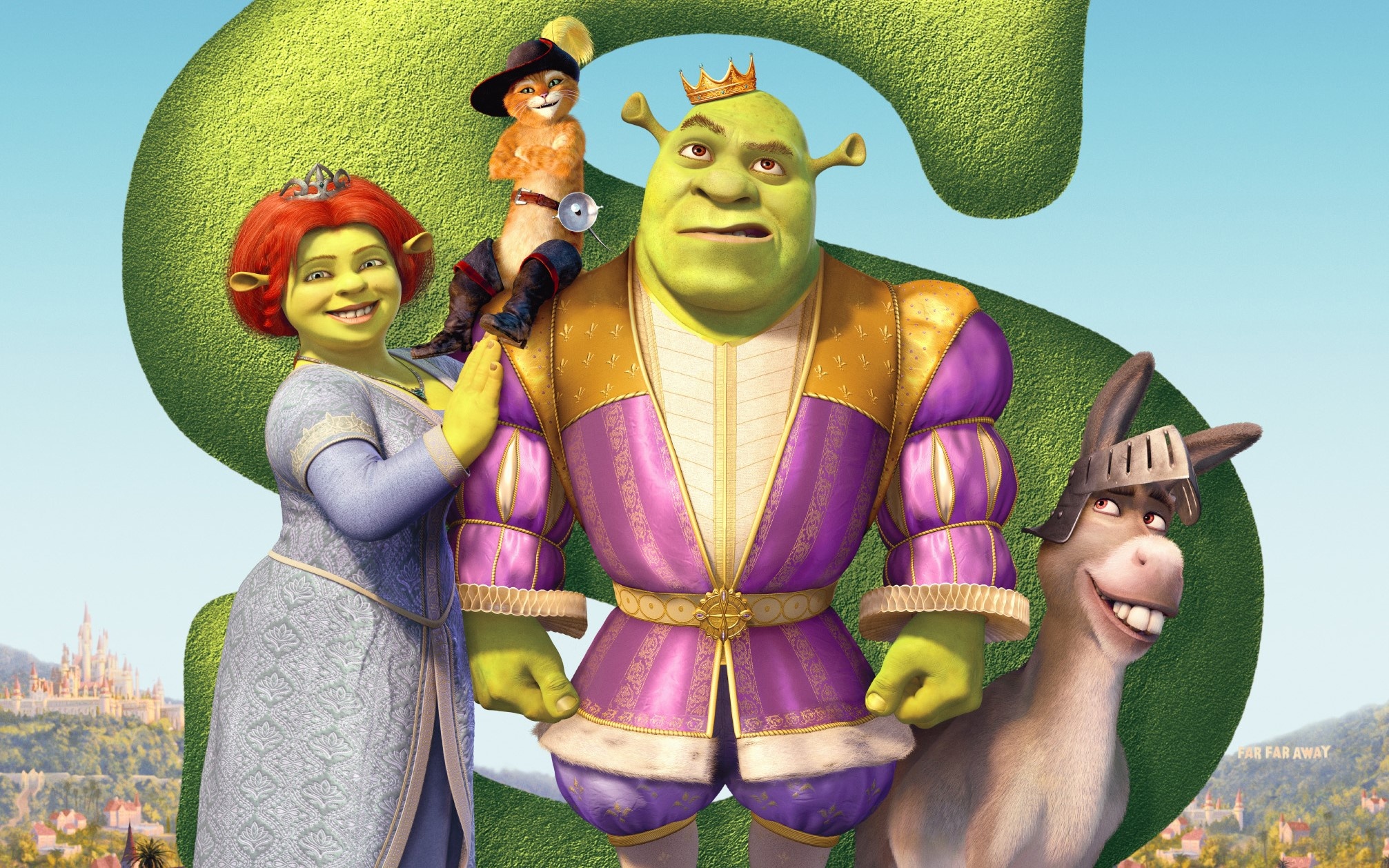 Shrek and Fiona, Animated romance, Fairytale love, Enchanting couple, 2020x1260 HD Desktop