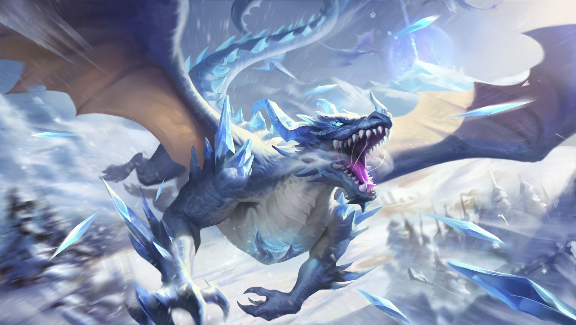 Ice Dragon, Mythical creature, Fantasy artwork, Dragon illustration, 1920x1090 HD Desktop