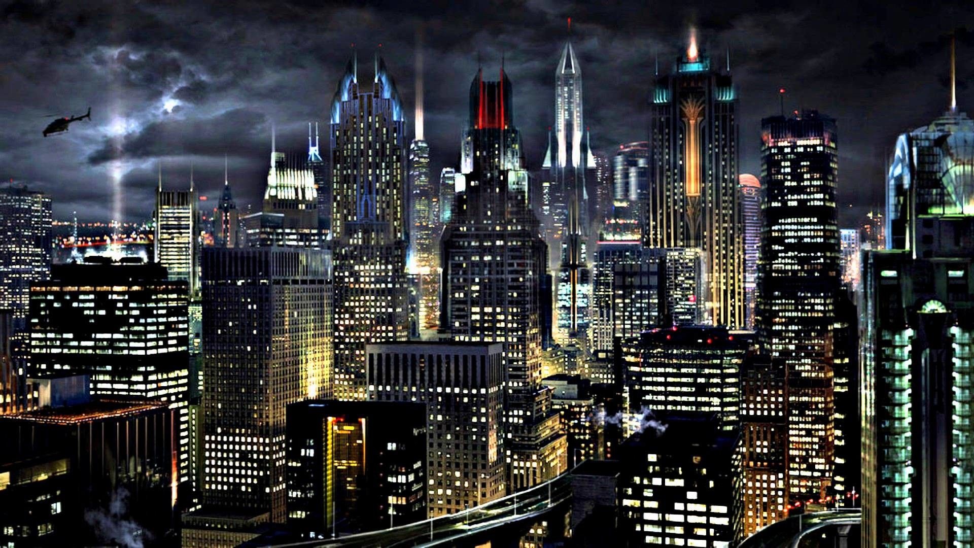 Gotham skyline, Cityscape wallpapers, Batman's city, 1920x1080 Full HD Desktop