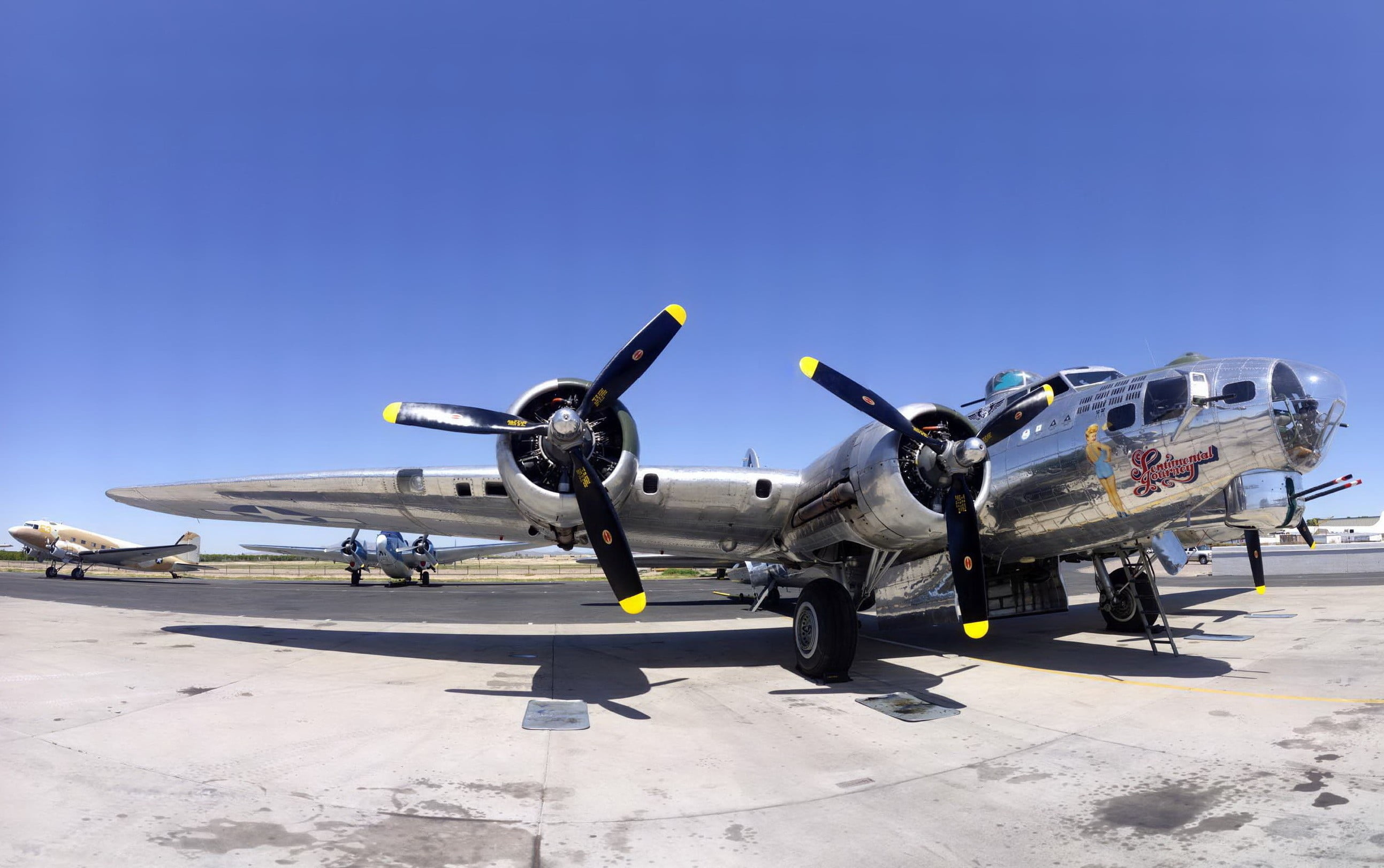 Stainless steel aircraft, military, aircraft, Boeing B-17 Flying Fortress HD wallpaper 2590x1630