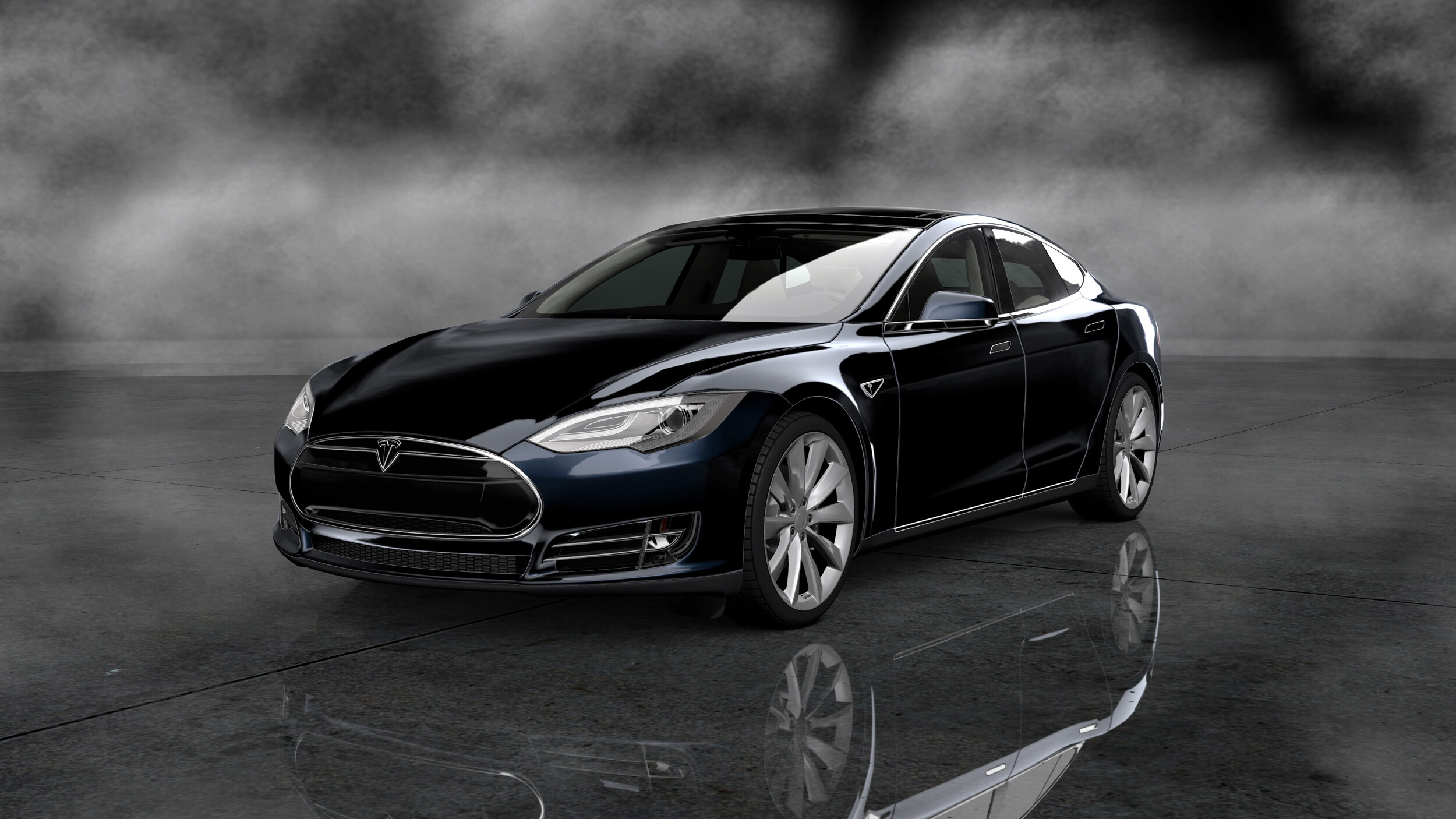 Tesla Model S: The first mass-market all-electric car, All-wheel drive. 2500x1410 HD Background.