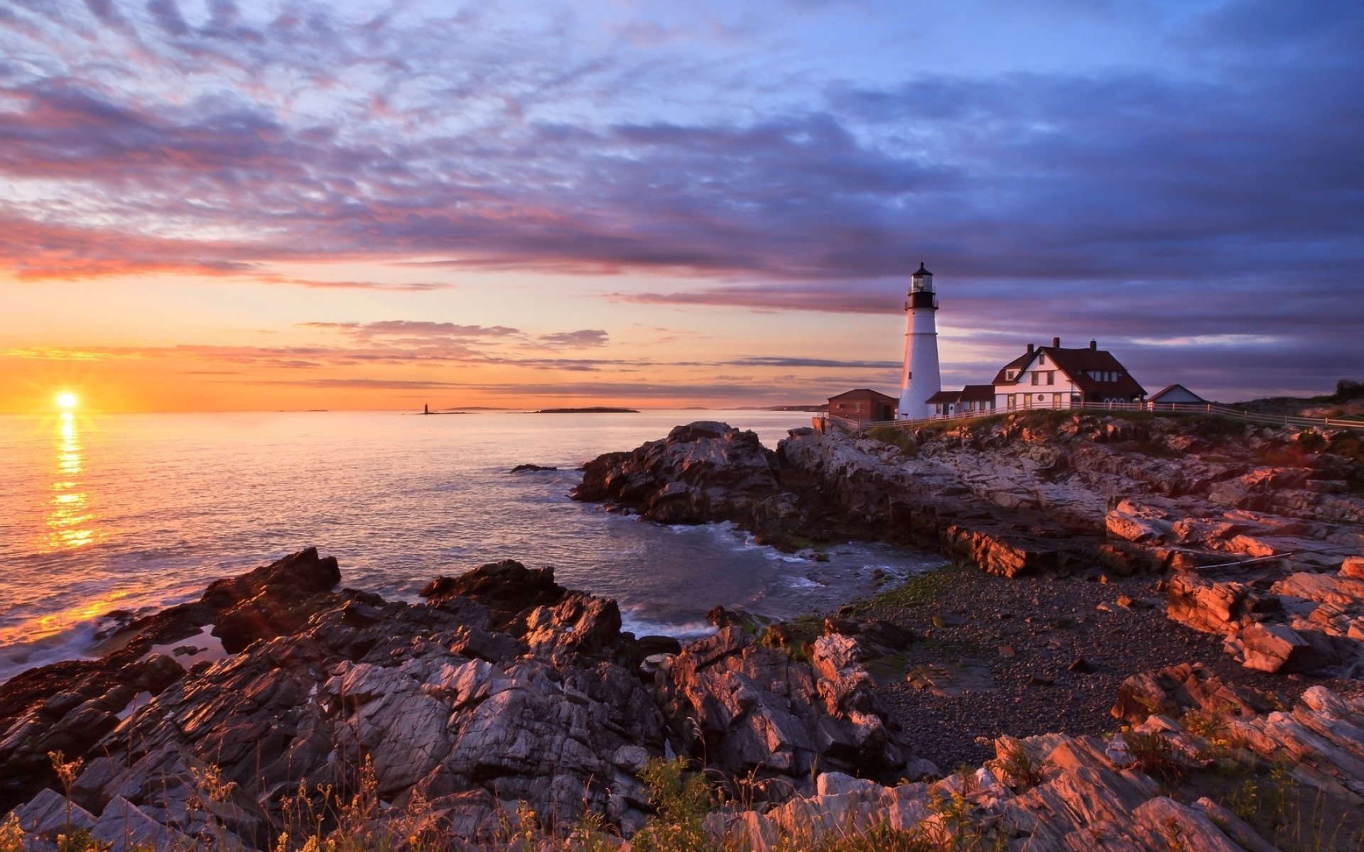 Sunset over lighthouse, World wallpapers, Serene beauty, Astonishing scenery, 1920x1200 HD Desktop