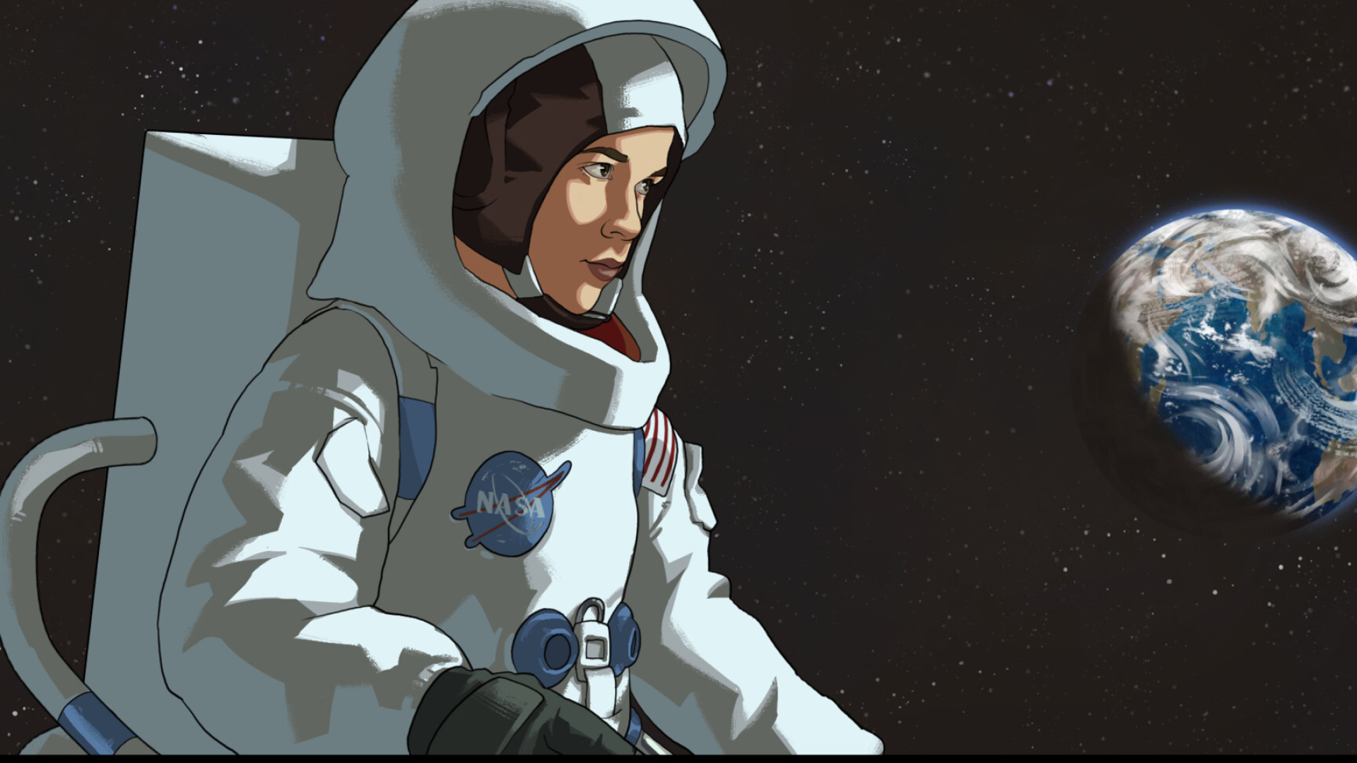 Apollo 10, Space Age nostalgia, Childhood animation, Artstation styleframes, 1920x1080 Full HD Desktop