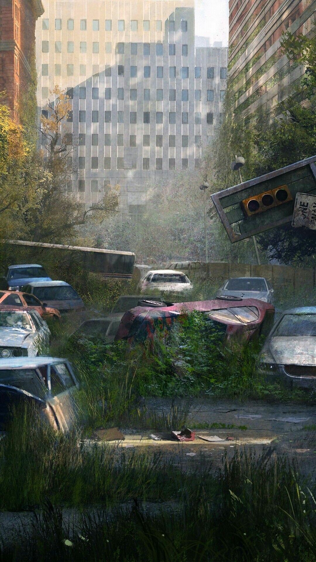 Post-apocalypse: The Last Of Us, An American post-apocalyptic drama television series. 1080x1920 Full HD Background.