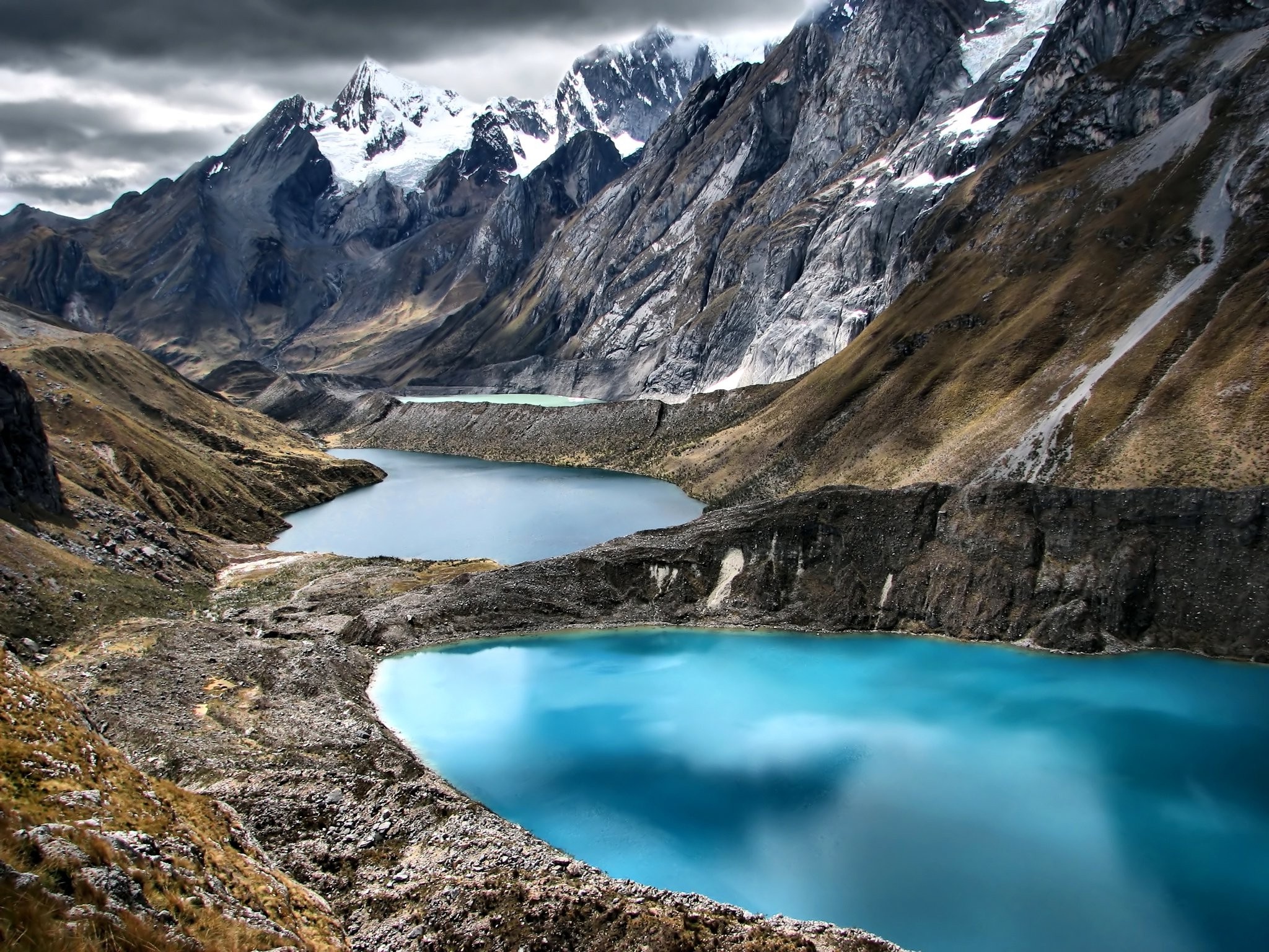 Peru nature landscape, Tranquil water, Majestic mountains, Dramatic clouds, 2050x1540 HD Desktop