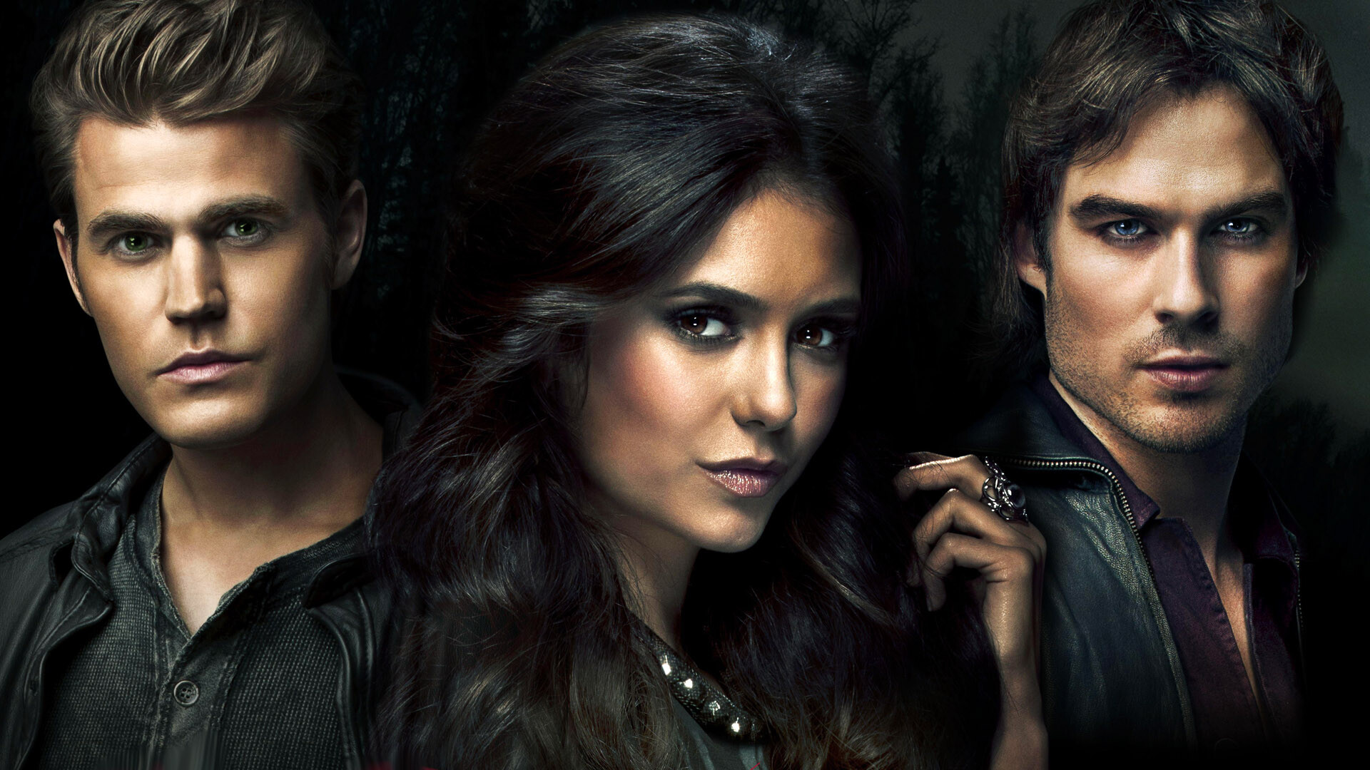 The Vampire Diaries (TV Series): Paul Wesley, Ian Somerhalder, Nina Dobrev, Main And Recurring Roles In Different Episodes Of The Show. 1920x1080 Full HD Wallpaper.