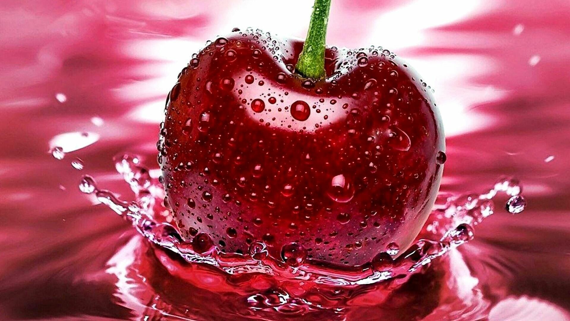 Fruit: Cherry, Genus Prunus, Low in calories and chock full of fiber, vitamins, minerals. 1920x1080 Full HD Wallpaper.