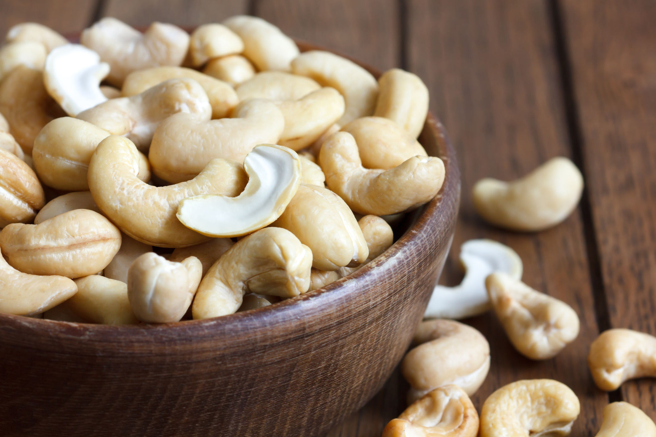 Cashew Nuts: Made up of a fruit in which the kernel is embedded, A kidney- or heart-shaped achene. 2130x1420 HD Background.