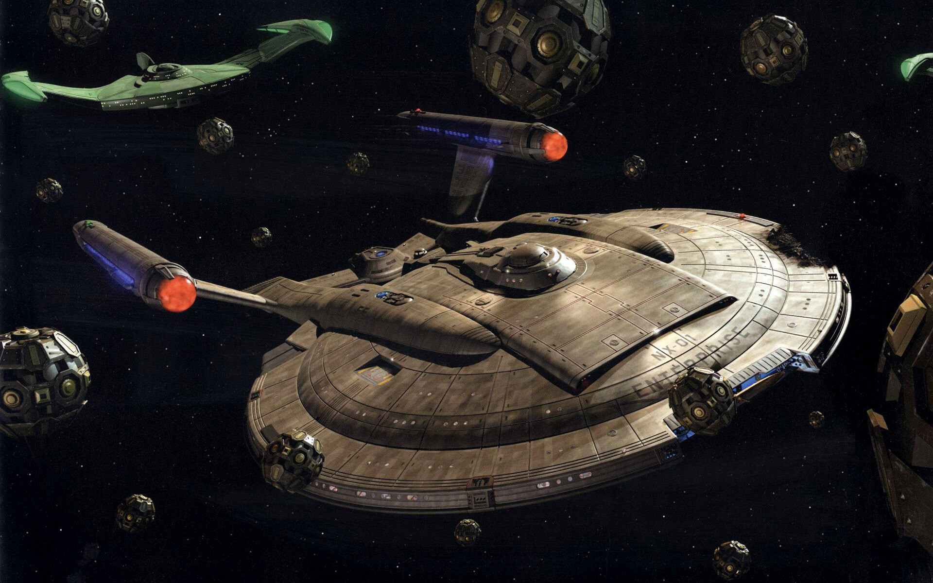 Star Trek: Enterprise NX-01 is a fictional spaceship that appears in the American science fiction television series Star Trek: Enterprise. 1920x1200 HD Background.