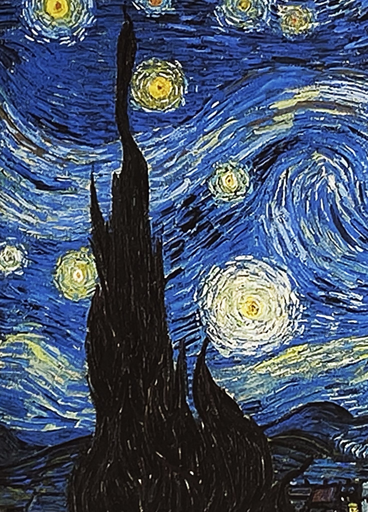 The Starry Night, atmospheric wallpaper, Zoey Peltier, artistic interpretation, 1480x2050 HD Handy