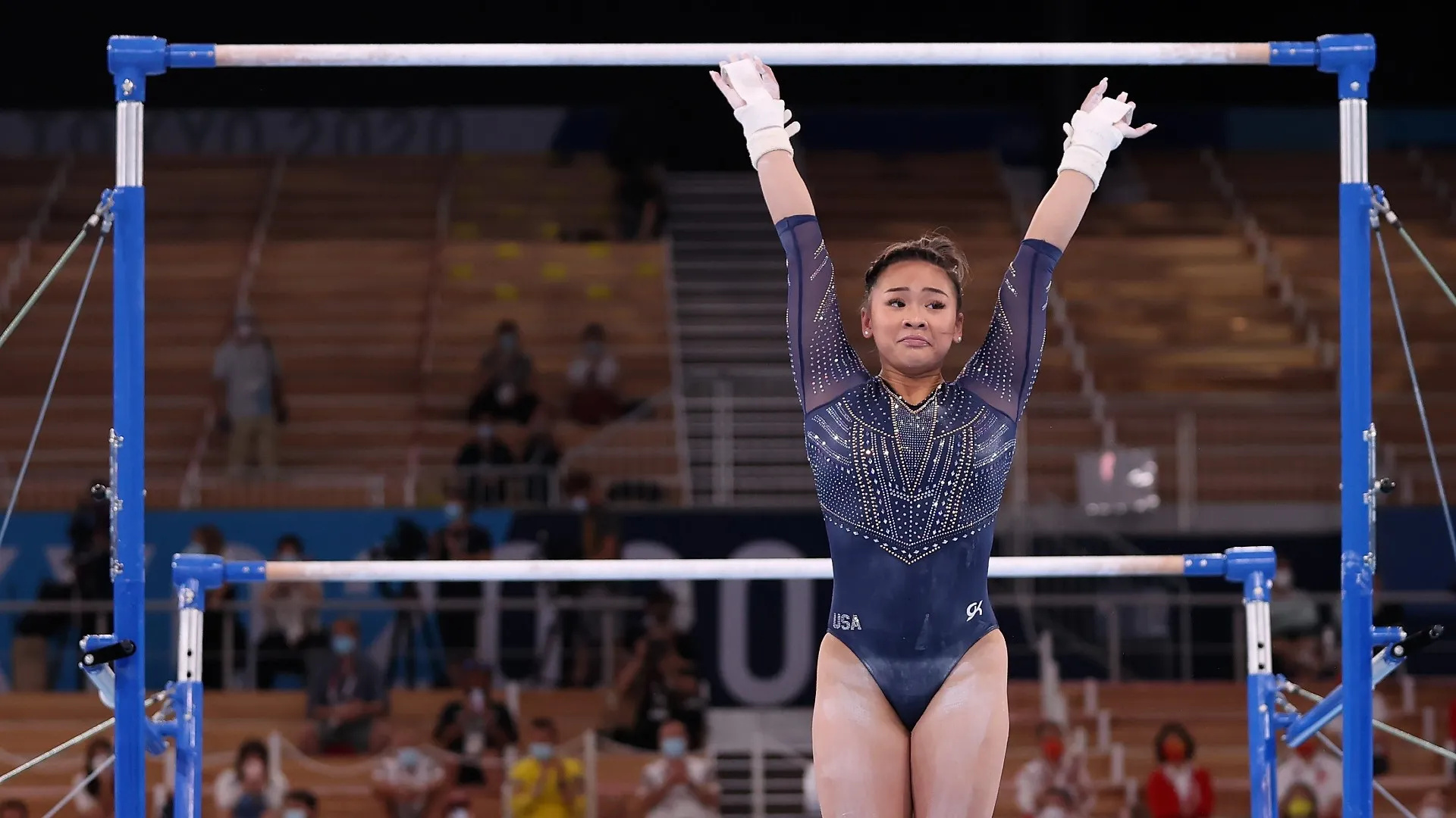 Uneven Bars: Suni Lee, UB performance, The first Olympic gymnast to compete in college. 1920x1080 Full HD Wallpaper.