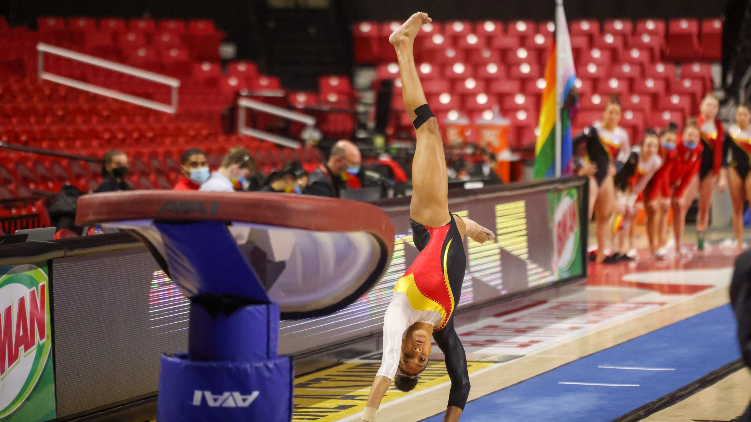 Vault (Gymnastics): Audrey Barber, Maryland gymnastics' all-time leading scorer. 2560x1440 HD Background.