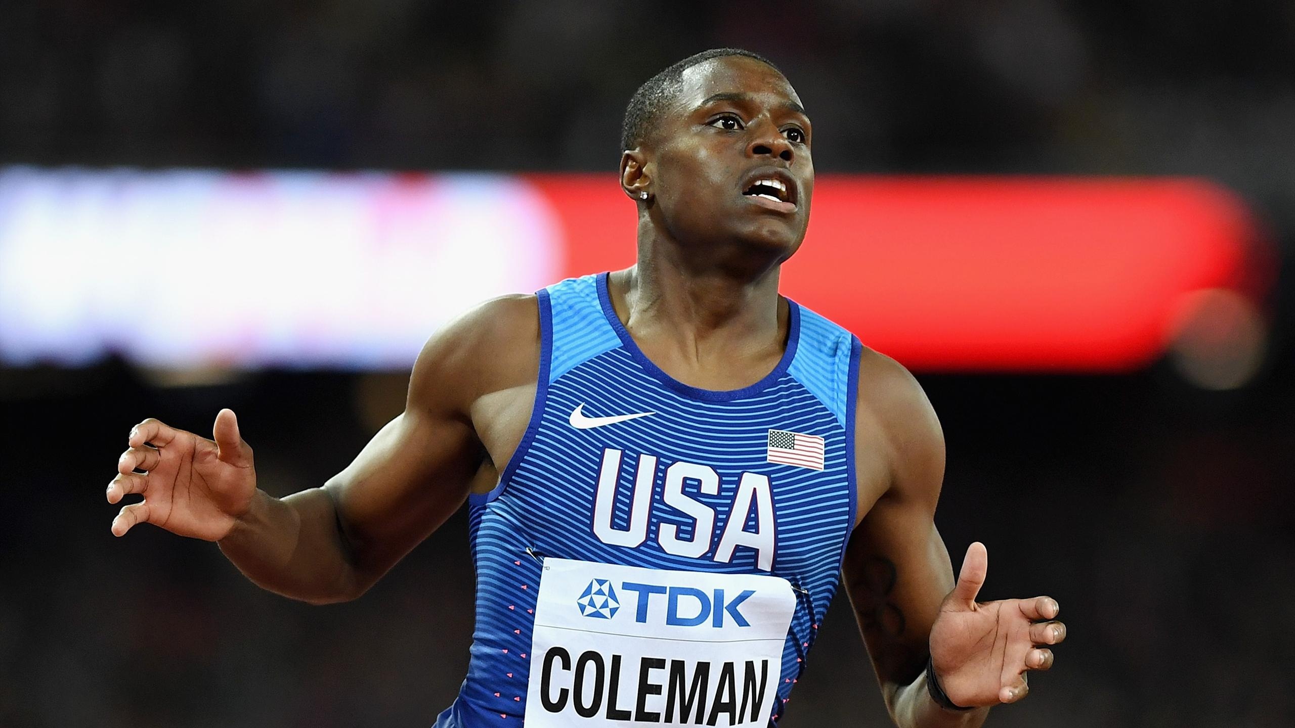 Christian Coleman, World record breaker, 60m sprint, 2560x1440 HD Desktop