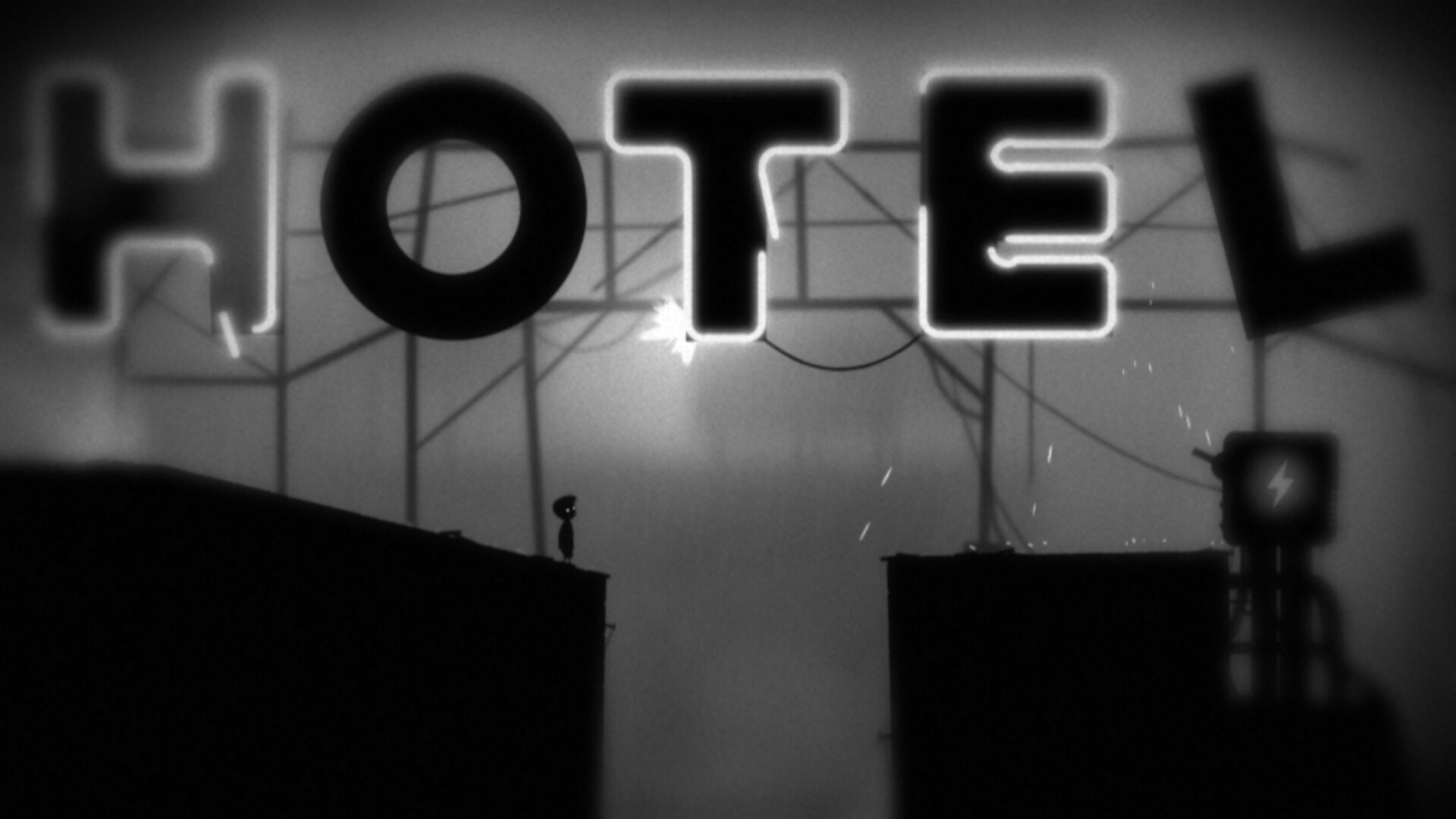 Limbo: A Video Game by Independent Studio Playdead, Hotels, Signs, Monochrome. 1920x1080 Full HD Background.