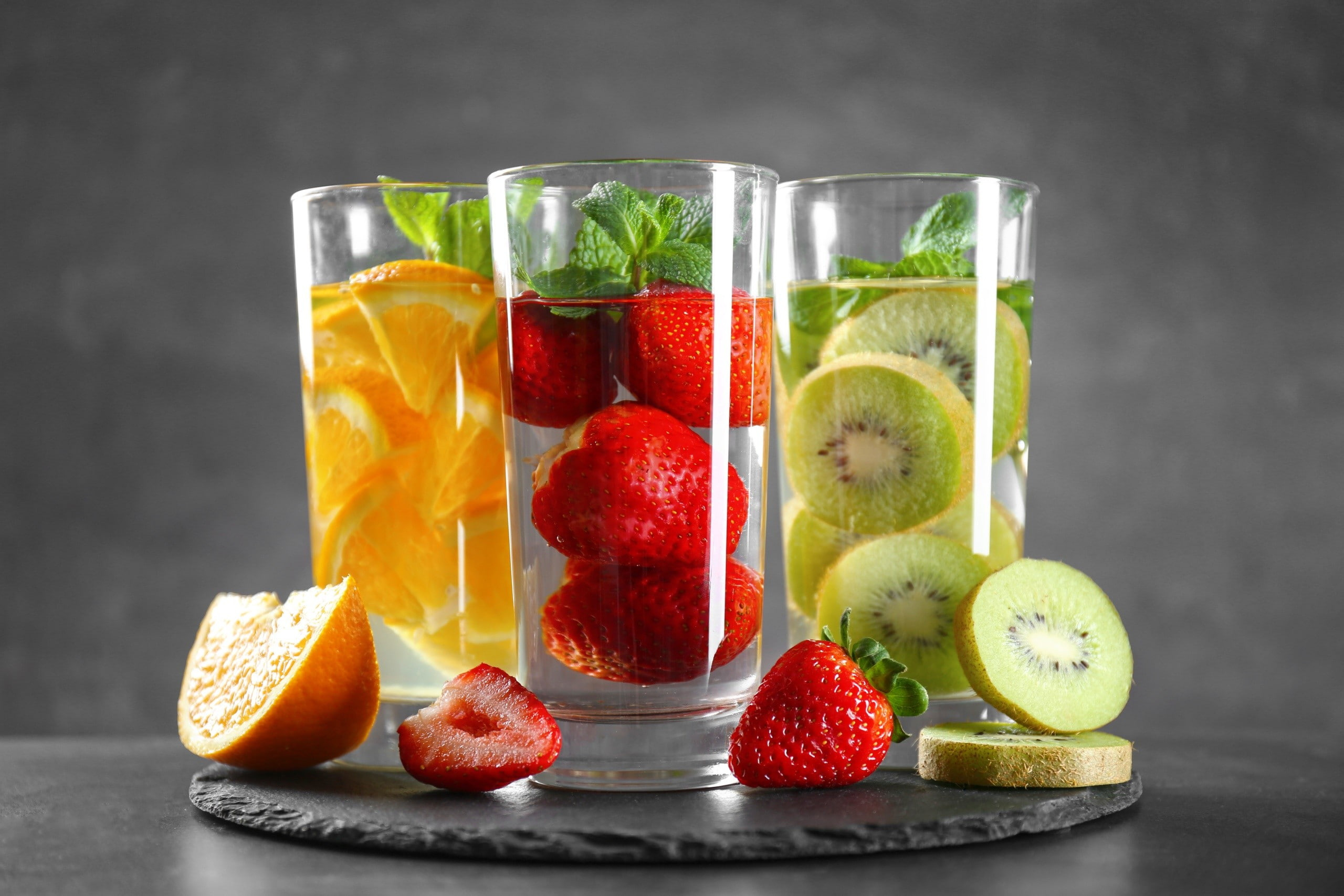 Drinking glass fruit, Kiwi strawberries, Refreshing beverage, Fruity delight, 2560x1710 HD Desktop