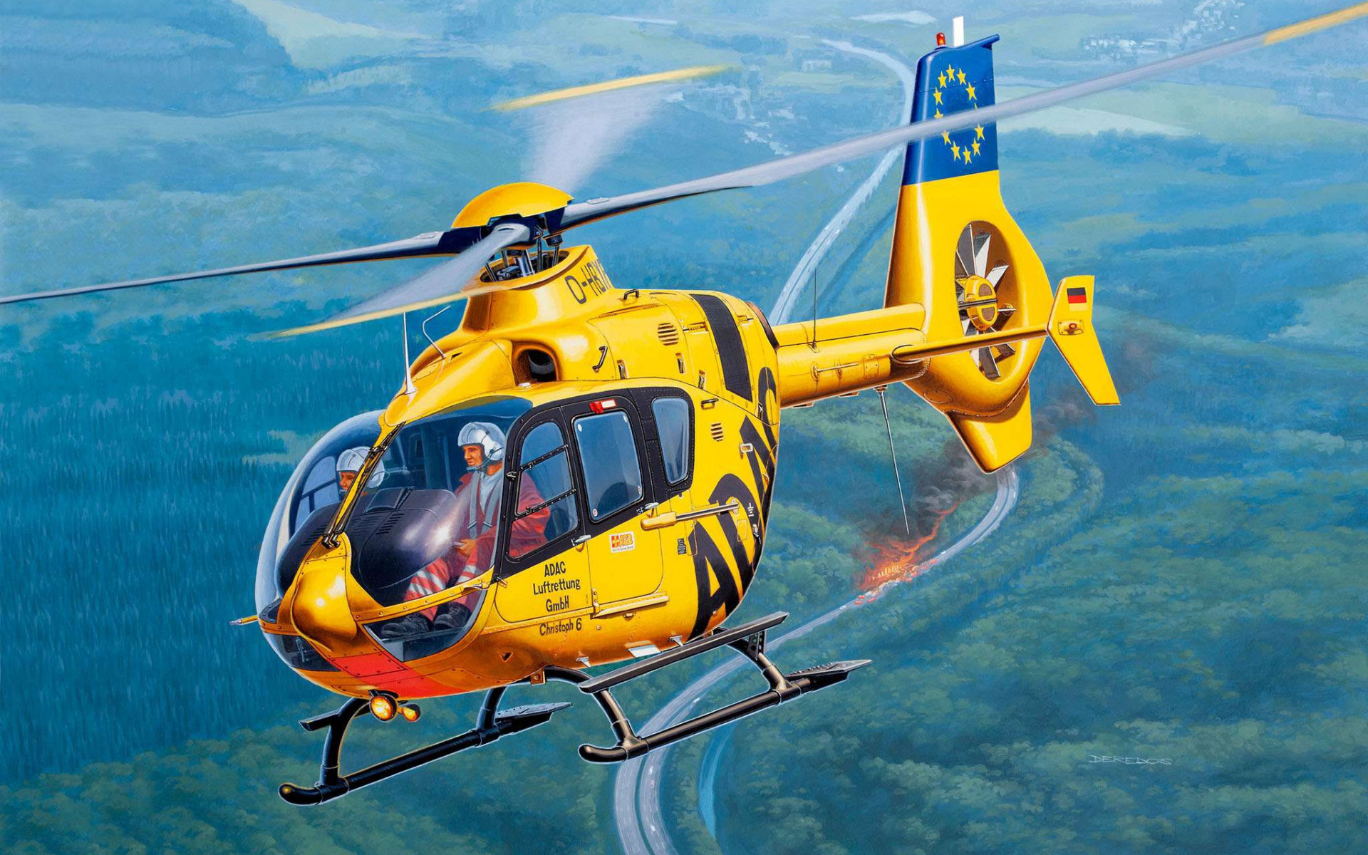 Eurocopter EC135, ADAC rescue helicopter, HD wallpapers, High-quality pictures, 1920x1200 HD Desktop