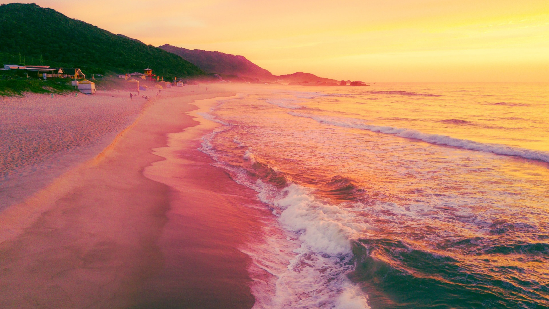 Brazilian beach sunrise, Vibrant colors, Tranquil scenery, Awe-inspiring beauty, 1920x1080 Full HD Desktop