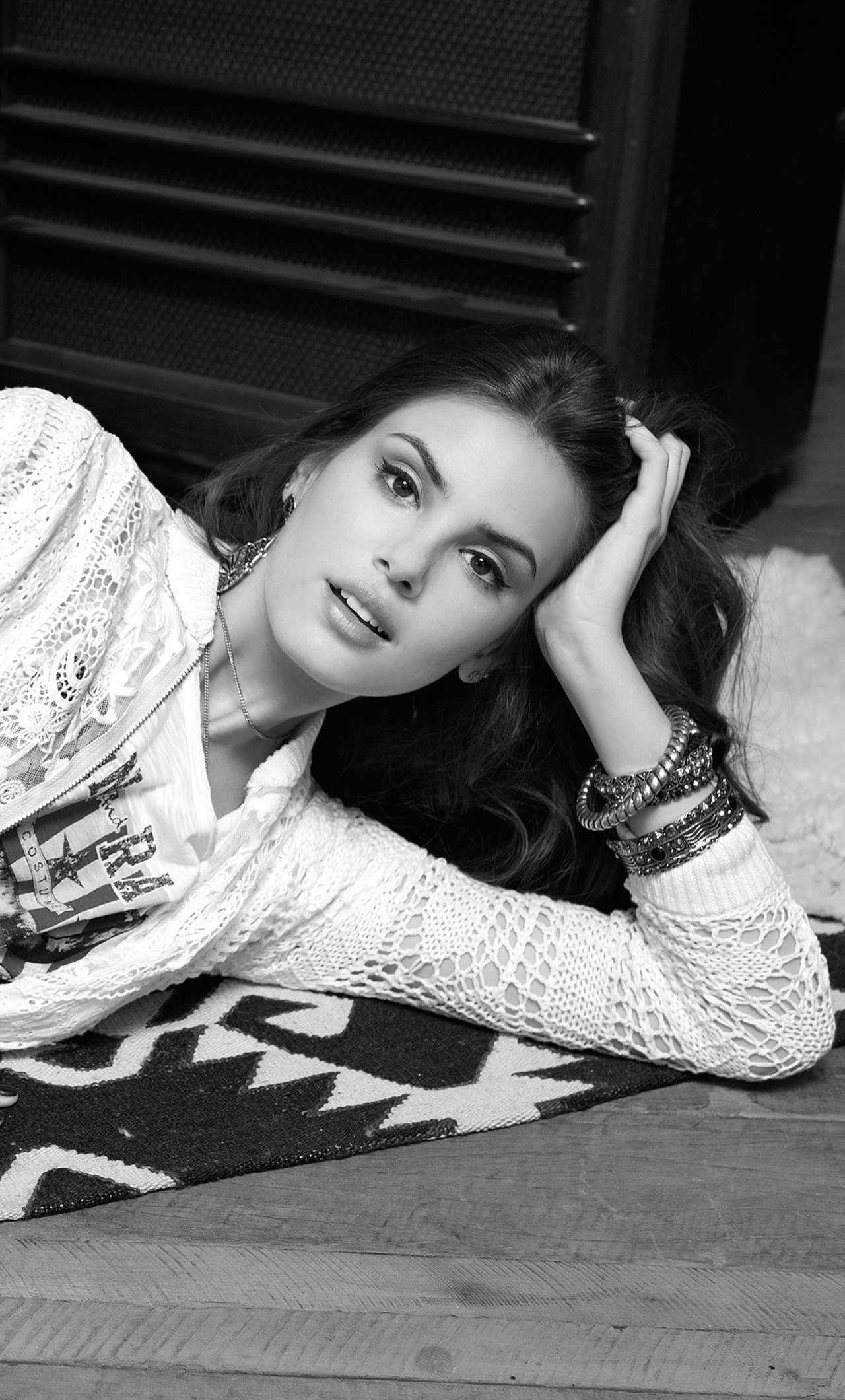 Camila Queiroz, Black and white wallpapers, Sony Xperia, Stunning images, 1280x2120 HD Phone