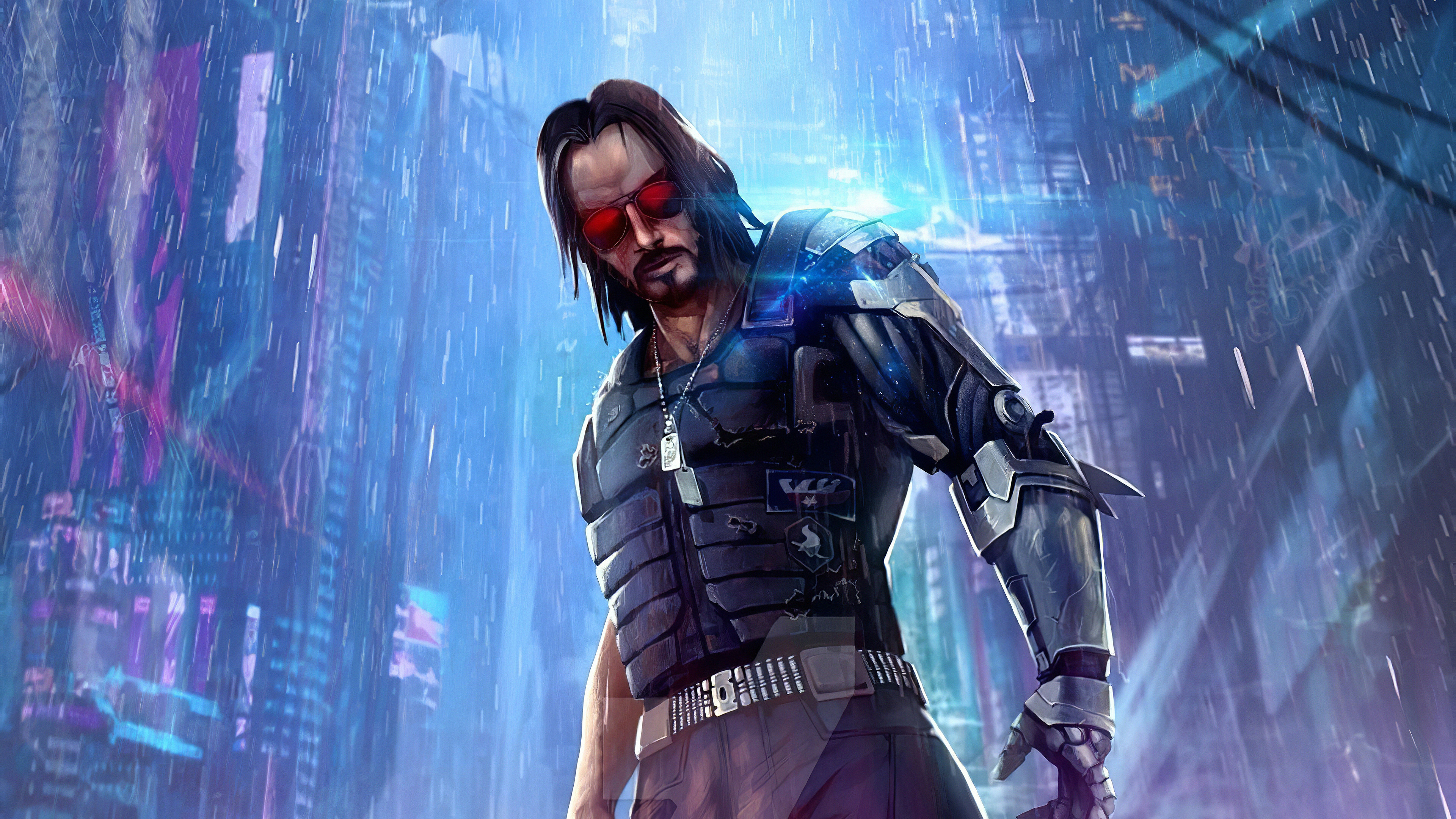 Cyberpunk 2077: Keanu Reeves as Johnny Silverhand, Game character. 3840x2160 4K Wallpaper.