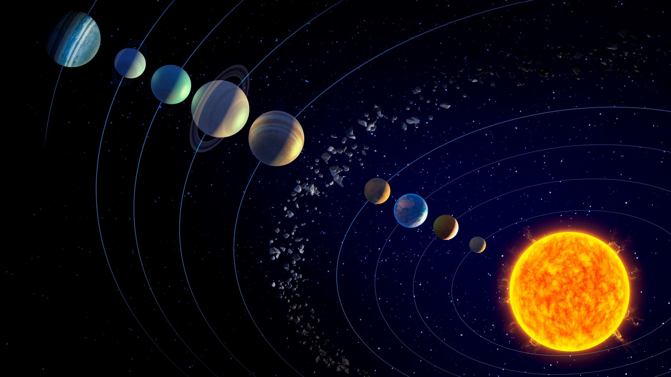 Solar system planets order, formation guide, 2140x1210 HD Desktop