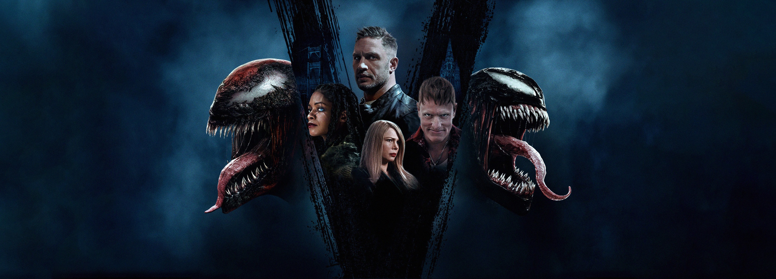 Venom Let There Be Carnage, Woody Harrelson, HD Wallpapers, 3000x1080 Dual Screen Desktop