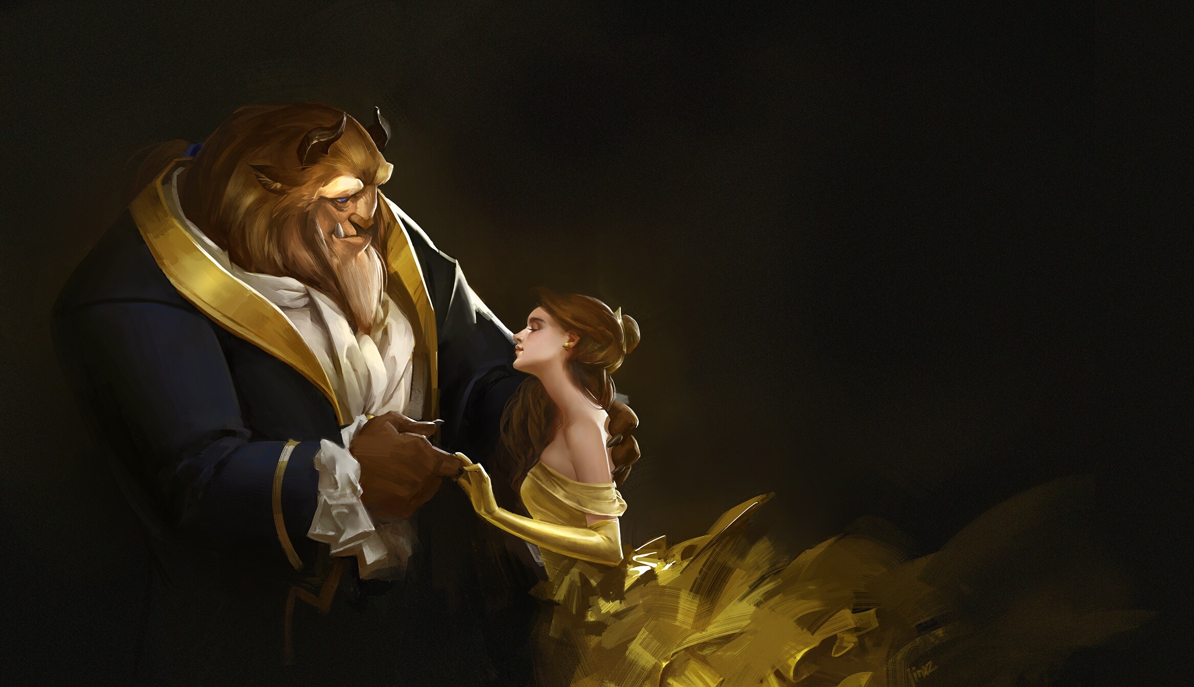 Beauty and the Beast: The story of a prince who is transformed into a monster, Fairy tale. 2340x1350 HD Background.