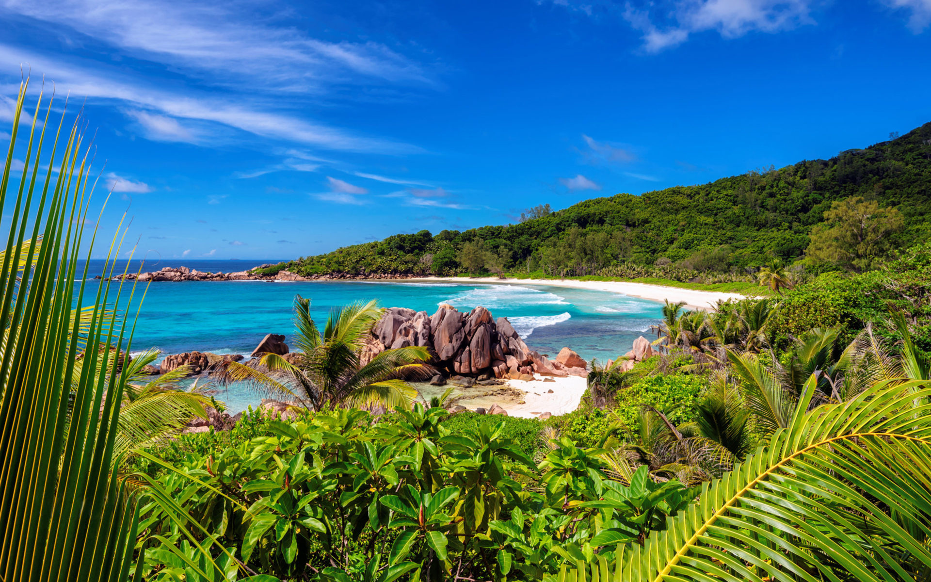 Anse Coco beach, Paradise island, La Digue Island, Seychelles, 1920x1200 HD Desktop