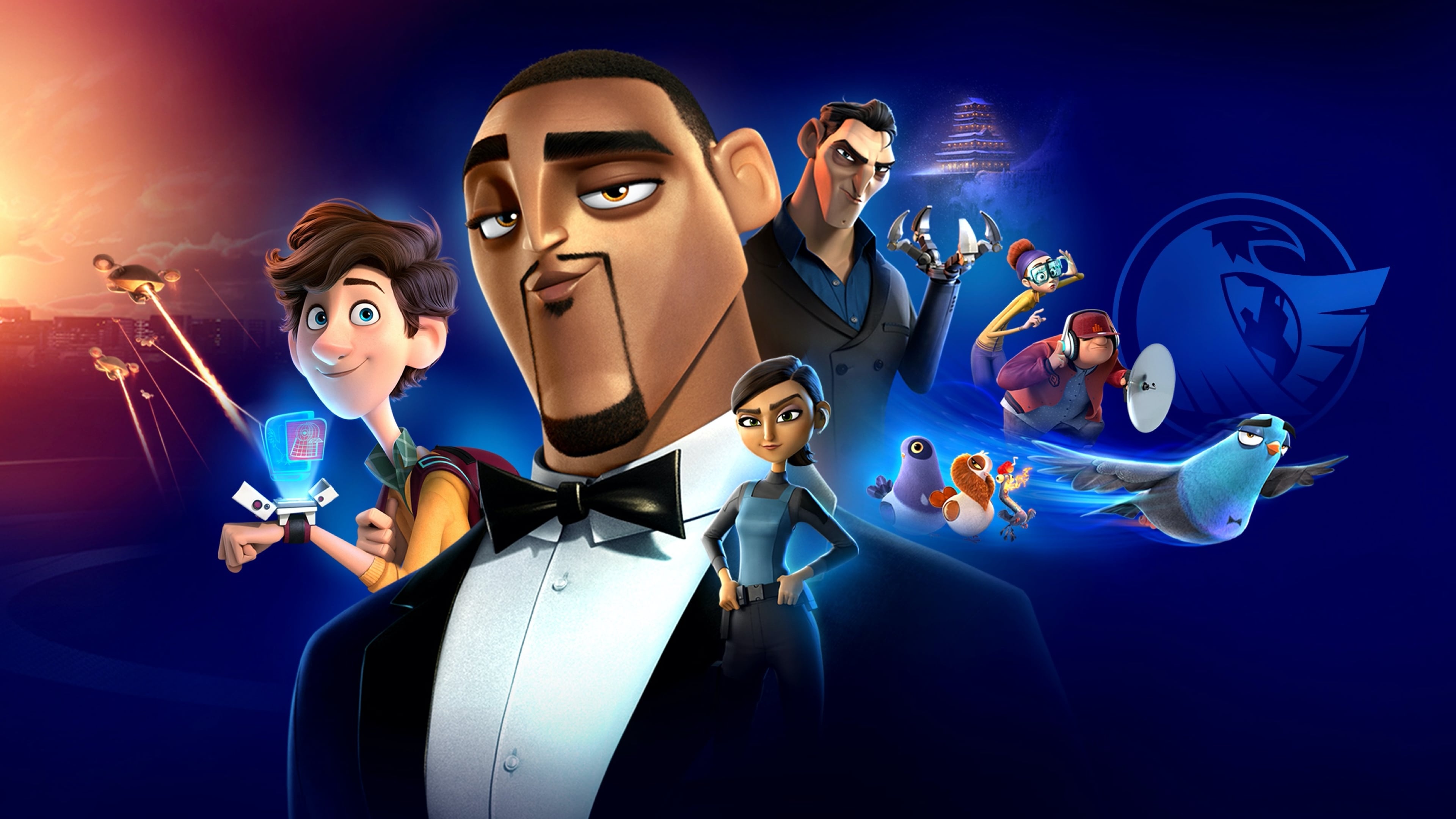 Spies in Disguise Animation, Action-packed spy adventure, Will Smith and Tom Holland, Animated transformation, 3840x2160 4K Desktop