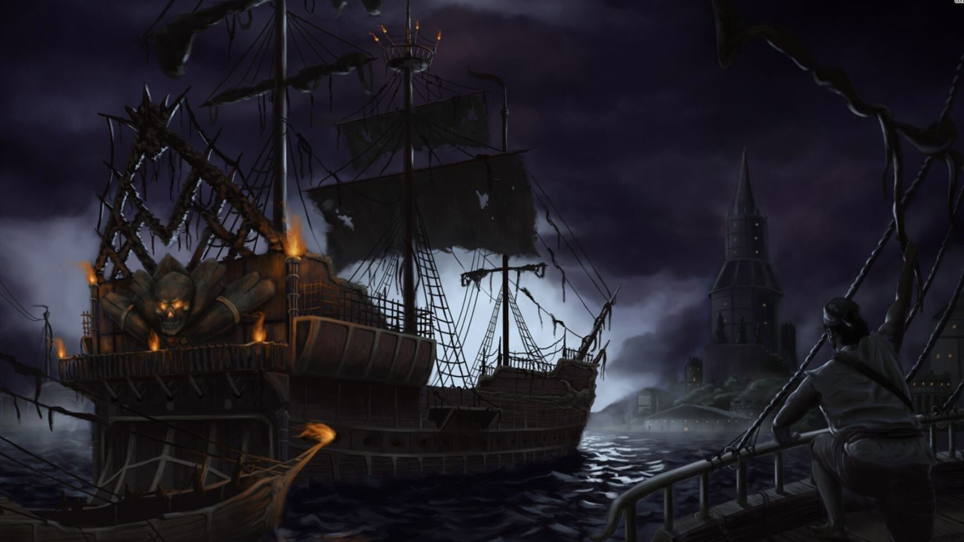 Ghost Ship: The object of the stories of cursed vessels that never sink. 1920x1080 Full HD Wallpaper.