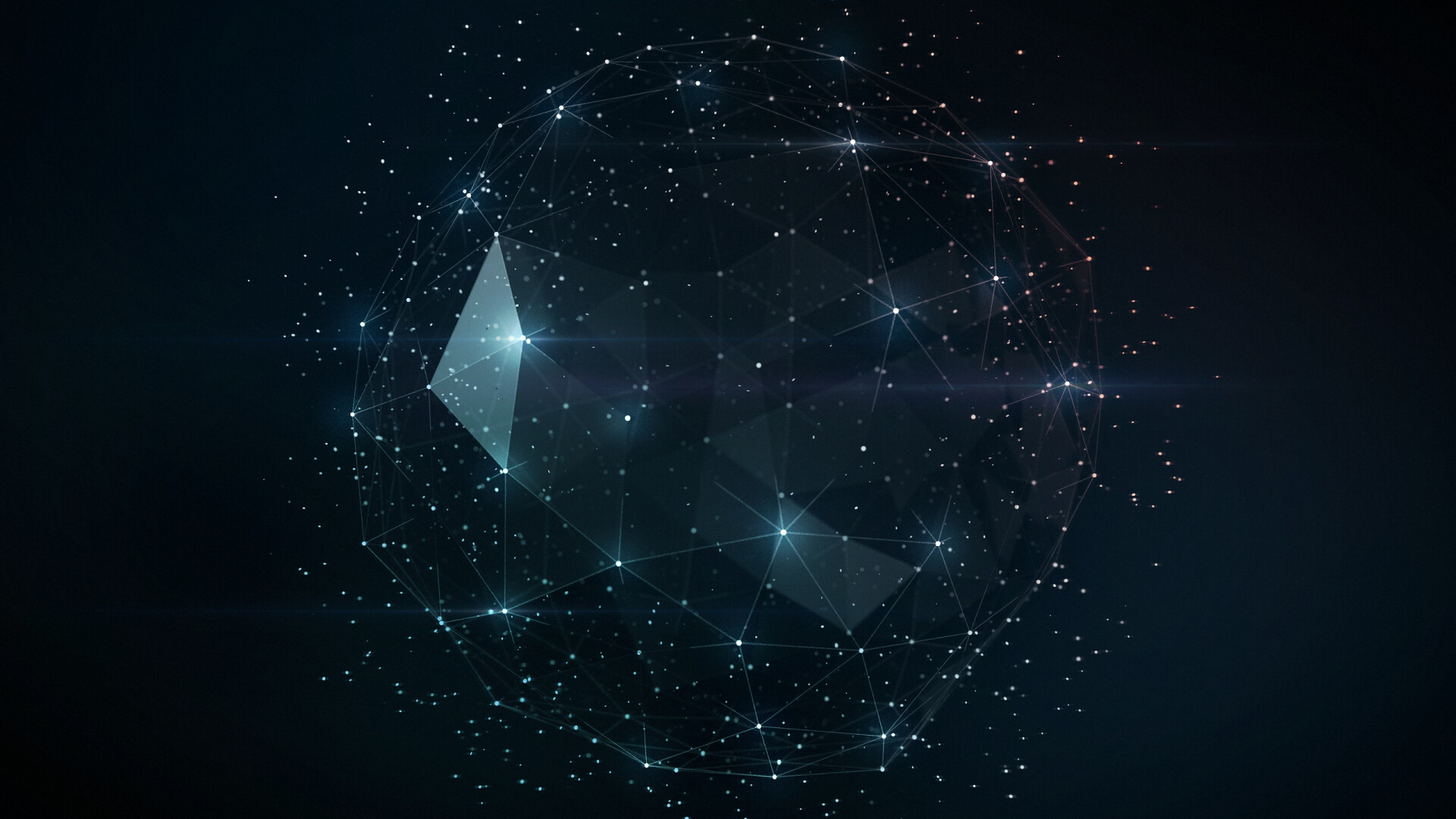 Geometric Abstract: Outer space ornament, Dots, Line segments, Angles. 1920x1080 Full HD Wallpaper.