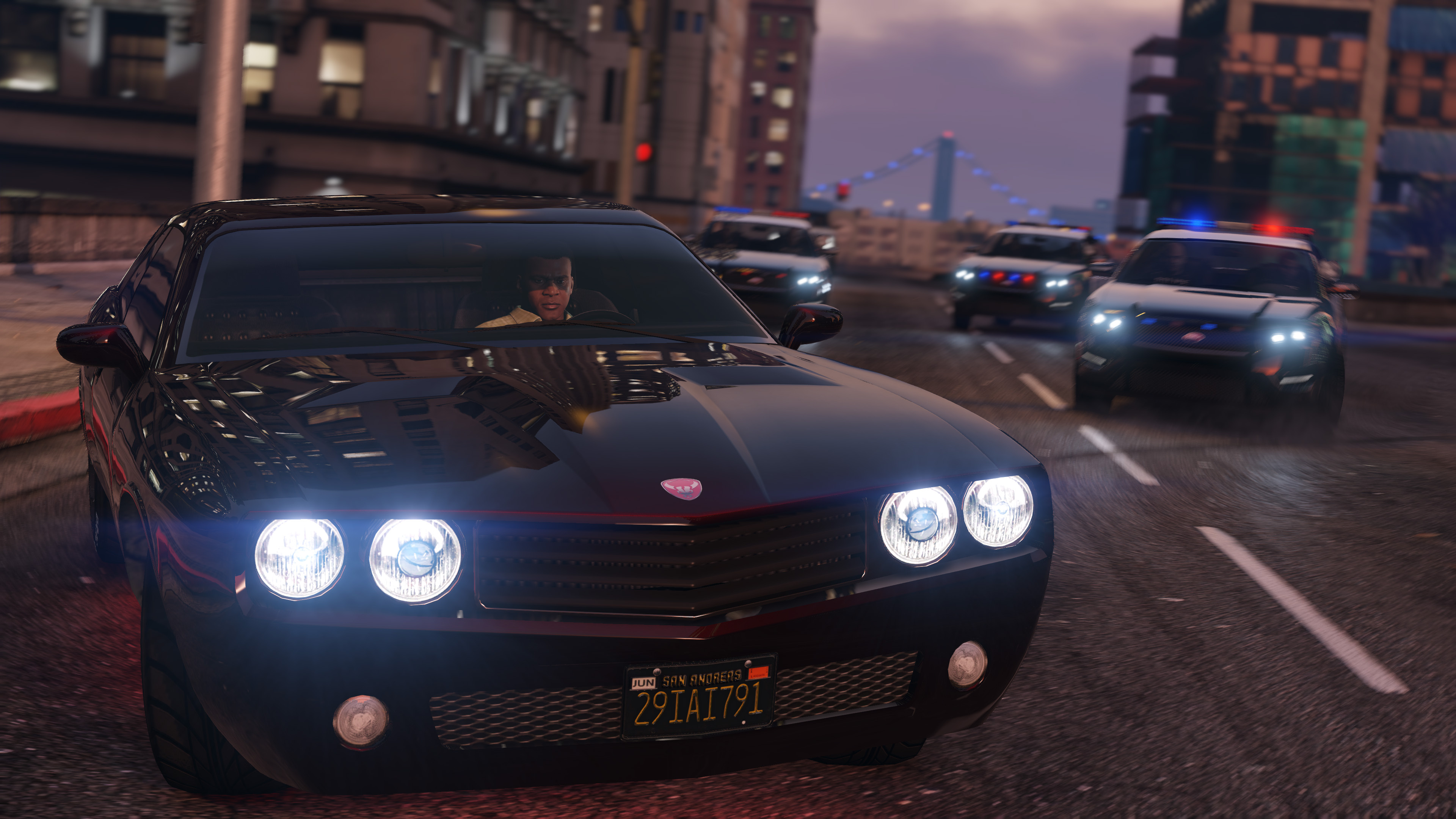 Grand Theft Auto V, High-octane action, Vibrant cityscape, Criminal underworld, 3840x2160 4K Desktop