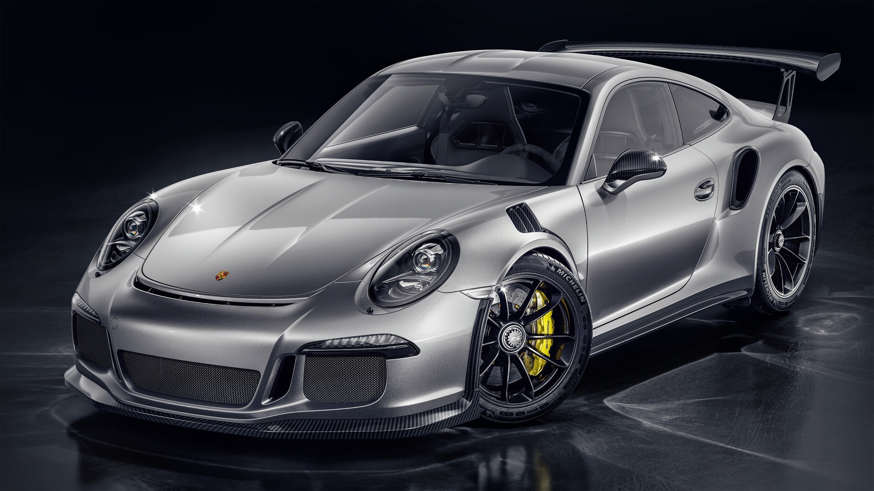 Silver front view, Porsche 911 GT3 RS, High-quality CGI, Desktop wallpaper, 3000x1690 HD Desktop