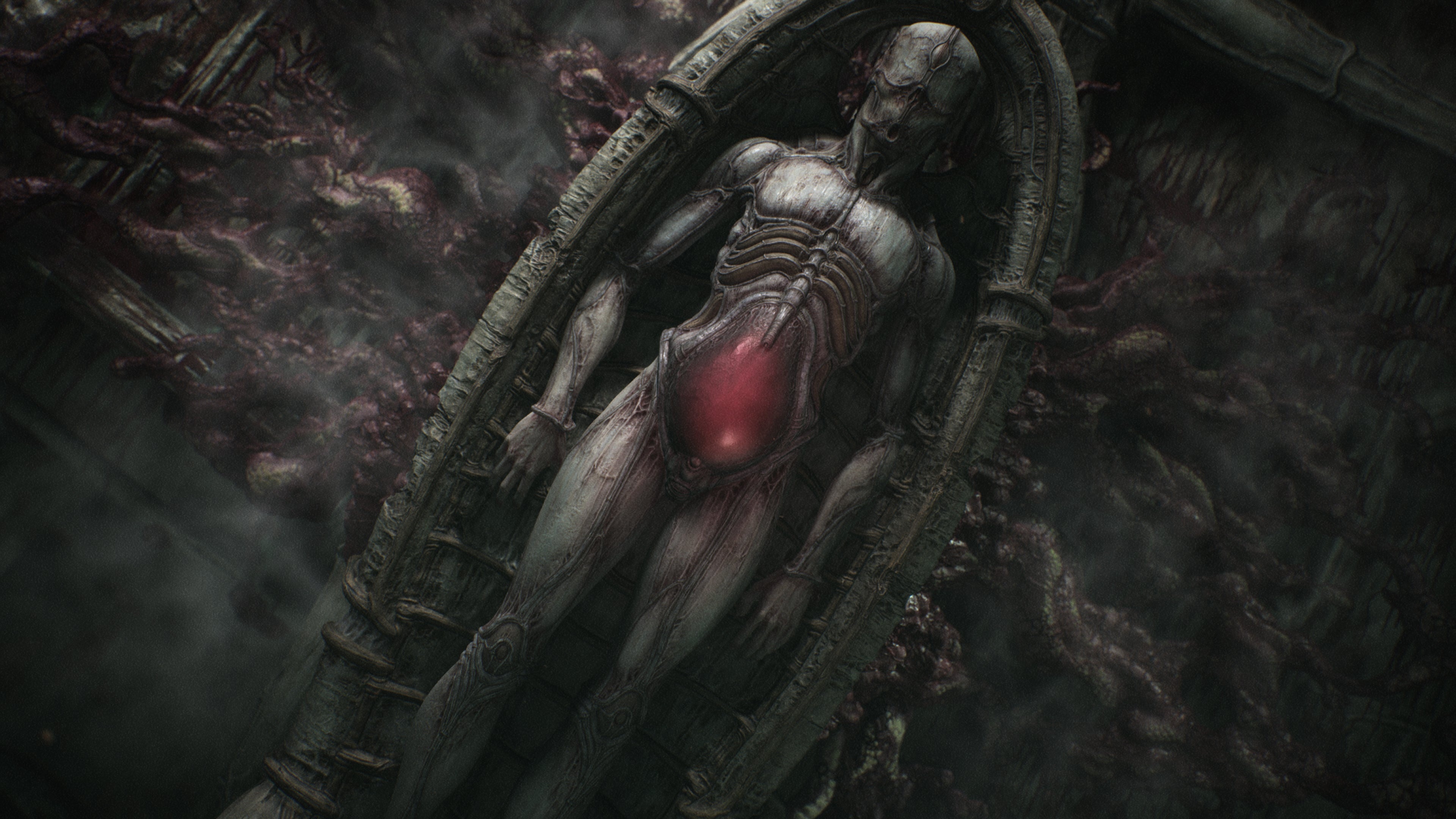 Scorn (Game): A horror slated for Xbox Series X and Series S, A strong H.R. Giger atmosphere. 3840x2160 4K Wallpaper.