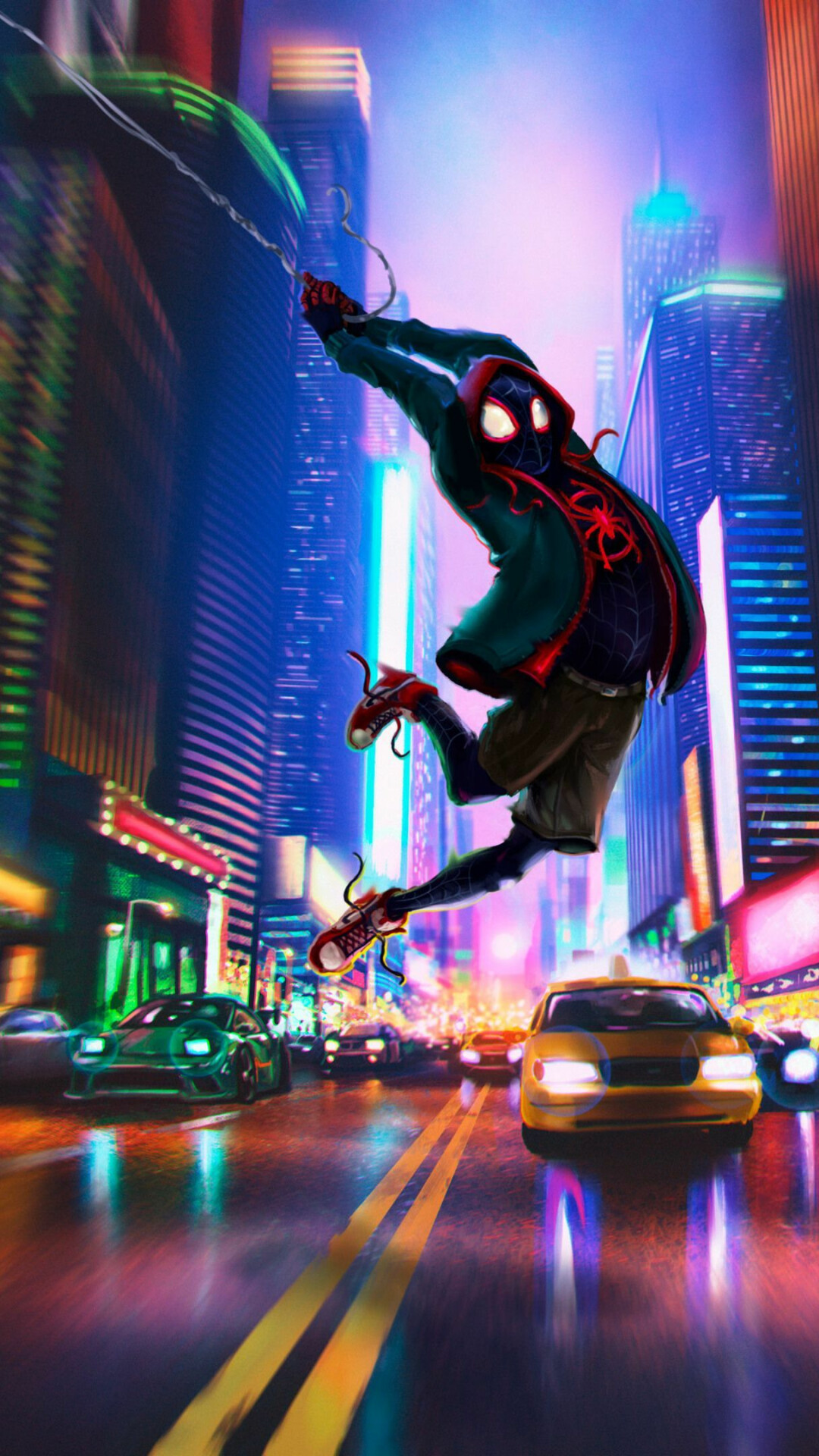 Spider-Man: Into the Spider-Verse: The first animated film in the Spider-Man franchise. 1080x1920 Full HD Wallpaper.