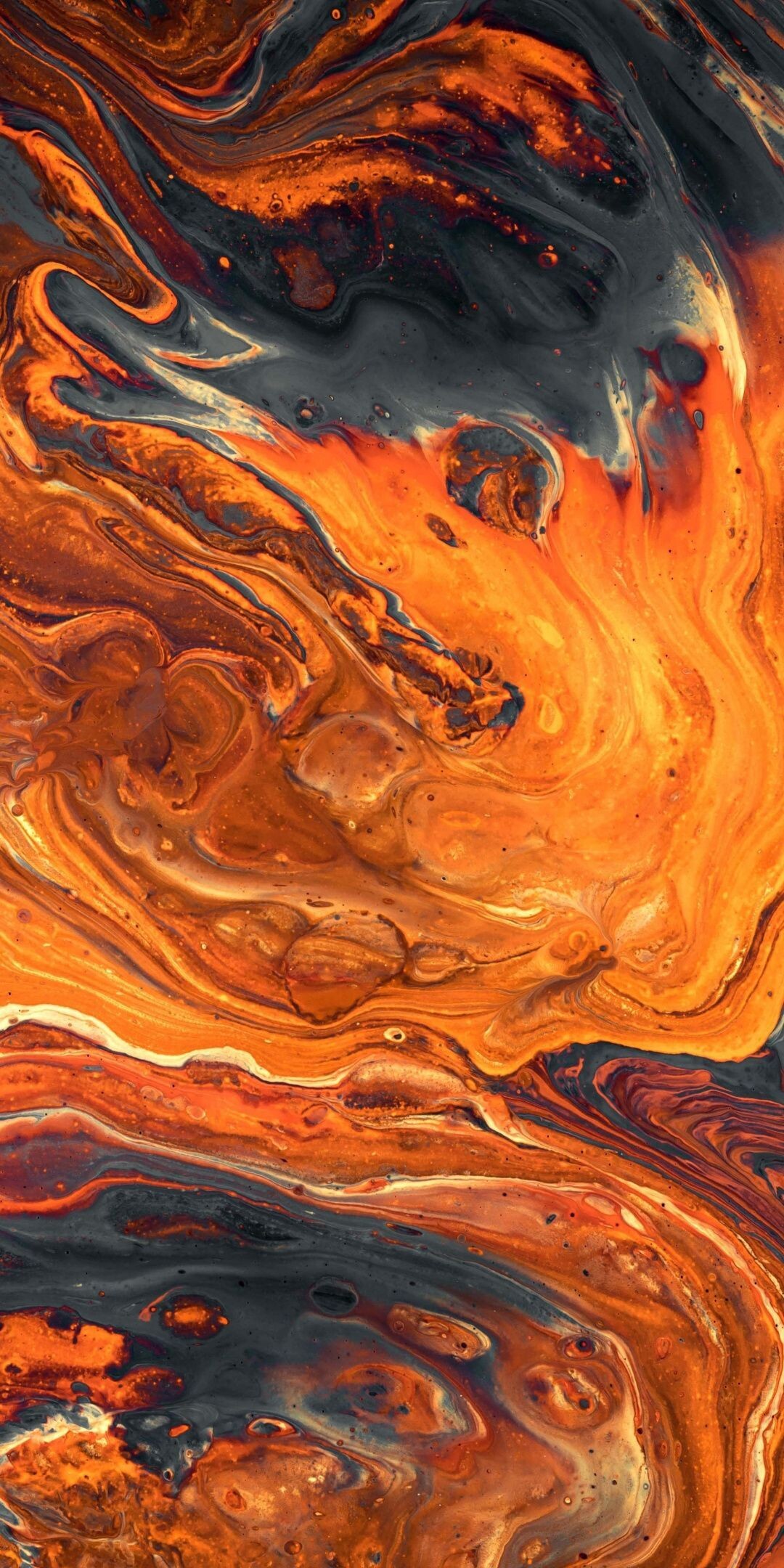 Geology: Orange extraterrestrial landscape, Abstract, Lava steam. 1080x2160 HD Wallpaper.