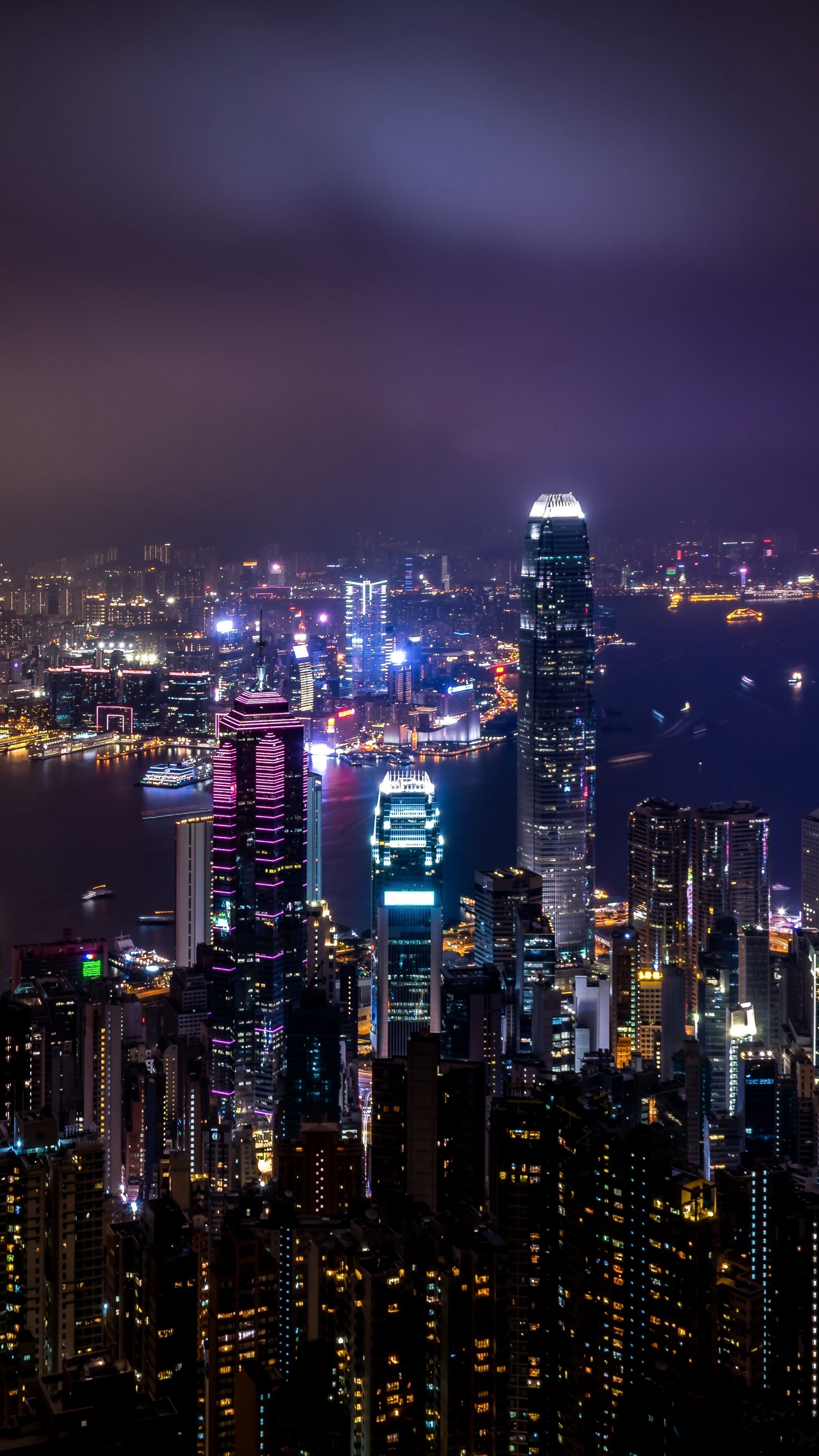 Hong Kong Skyline, Travels, Urban night, Mesmerizing view, 2160x3840 4K Handy