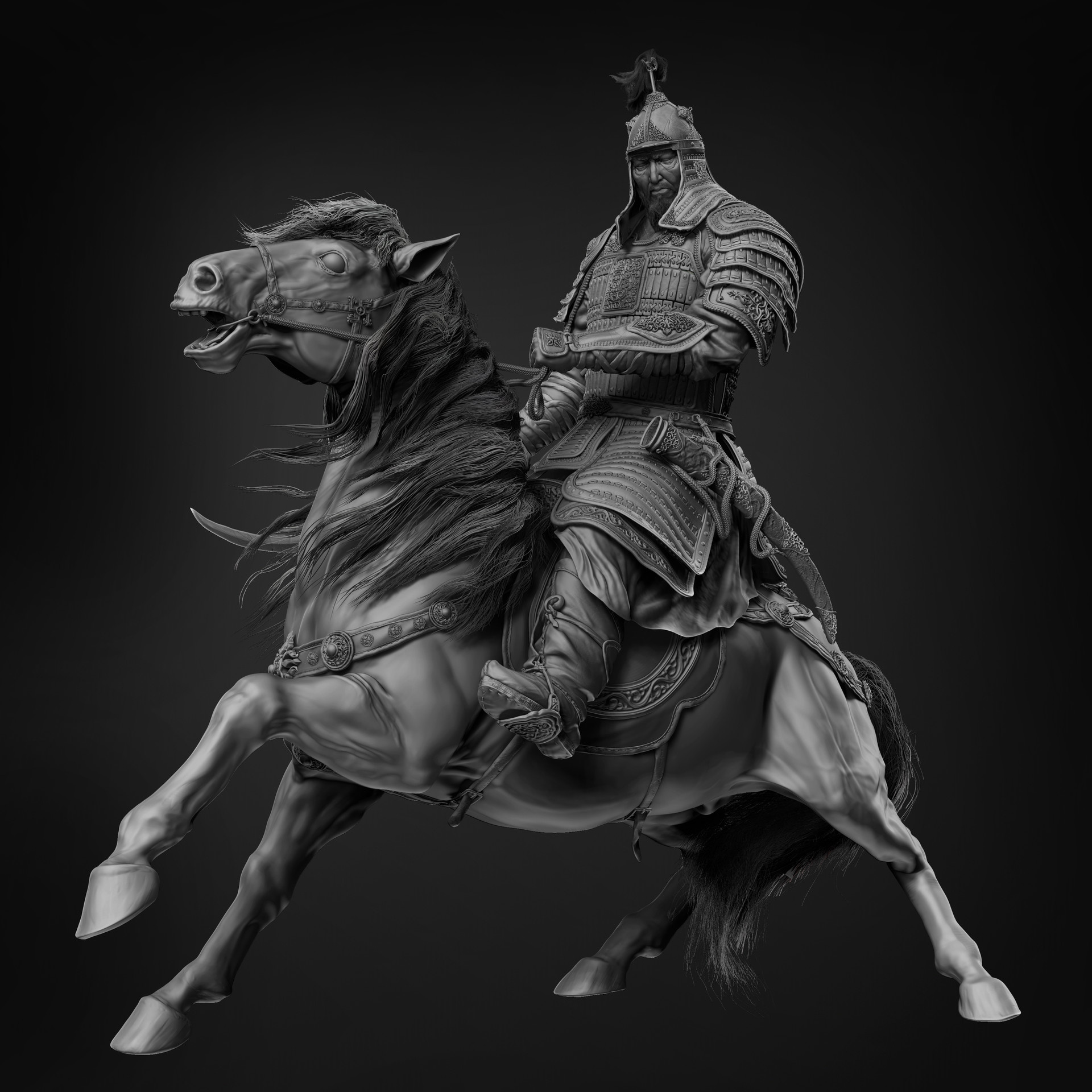 Genghis Khan, Chinggis Khaan, ArtStation representation, Artistic inspiration, 1920x1920 HD Phone