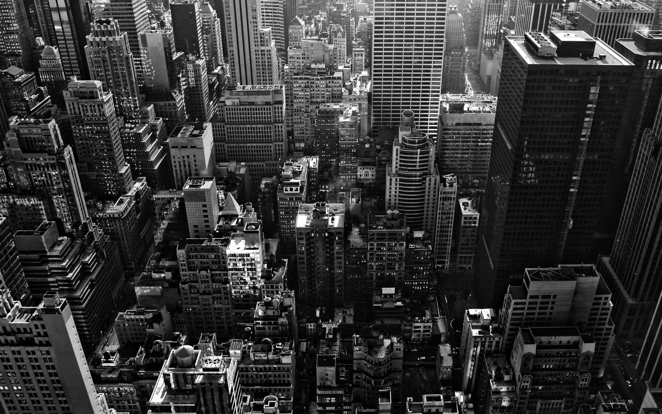 New York: Tower block, Black-and-white, NYC. 2560x1600 HD Wallpaper.