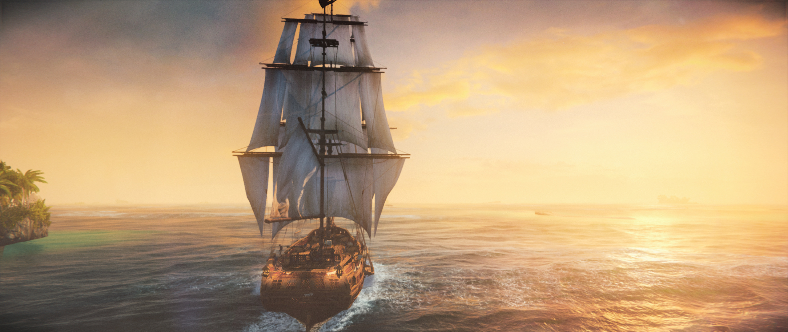 Jackdaw Ship, Caribbean 2021, Assassins Creed IV Black Flag, 2560x1080 Dual Screen Desktop