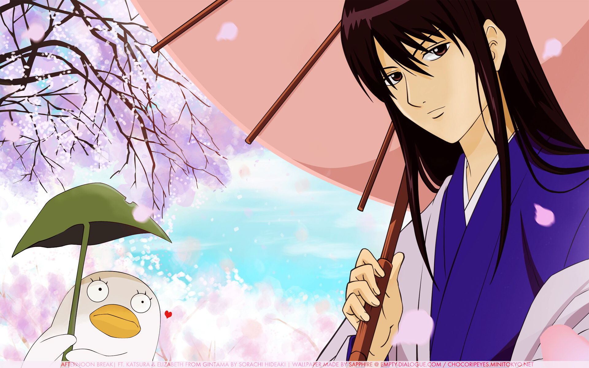 Gintama (TV Series): Katsura Kotarou, The leader of a moderate Joui faction and a fugitive wanted by the authorities. 1920x1200 HD Background.