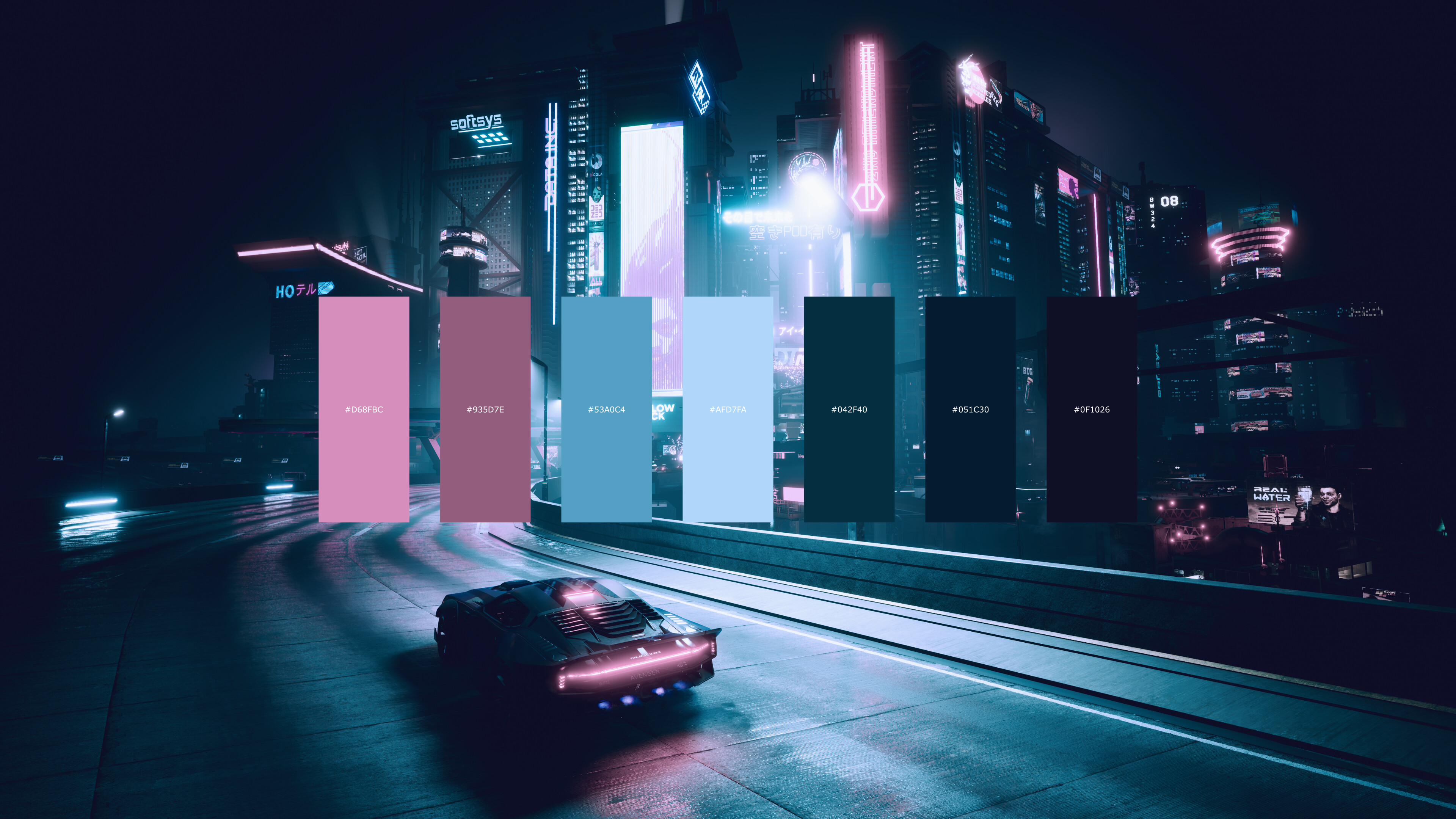 Cyberpunk 2077 color palette, Rwallpaper, 3840x2160 4K Desktop
