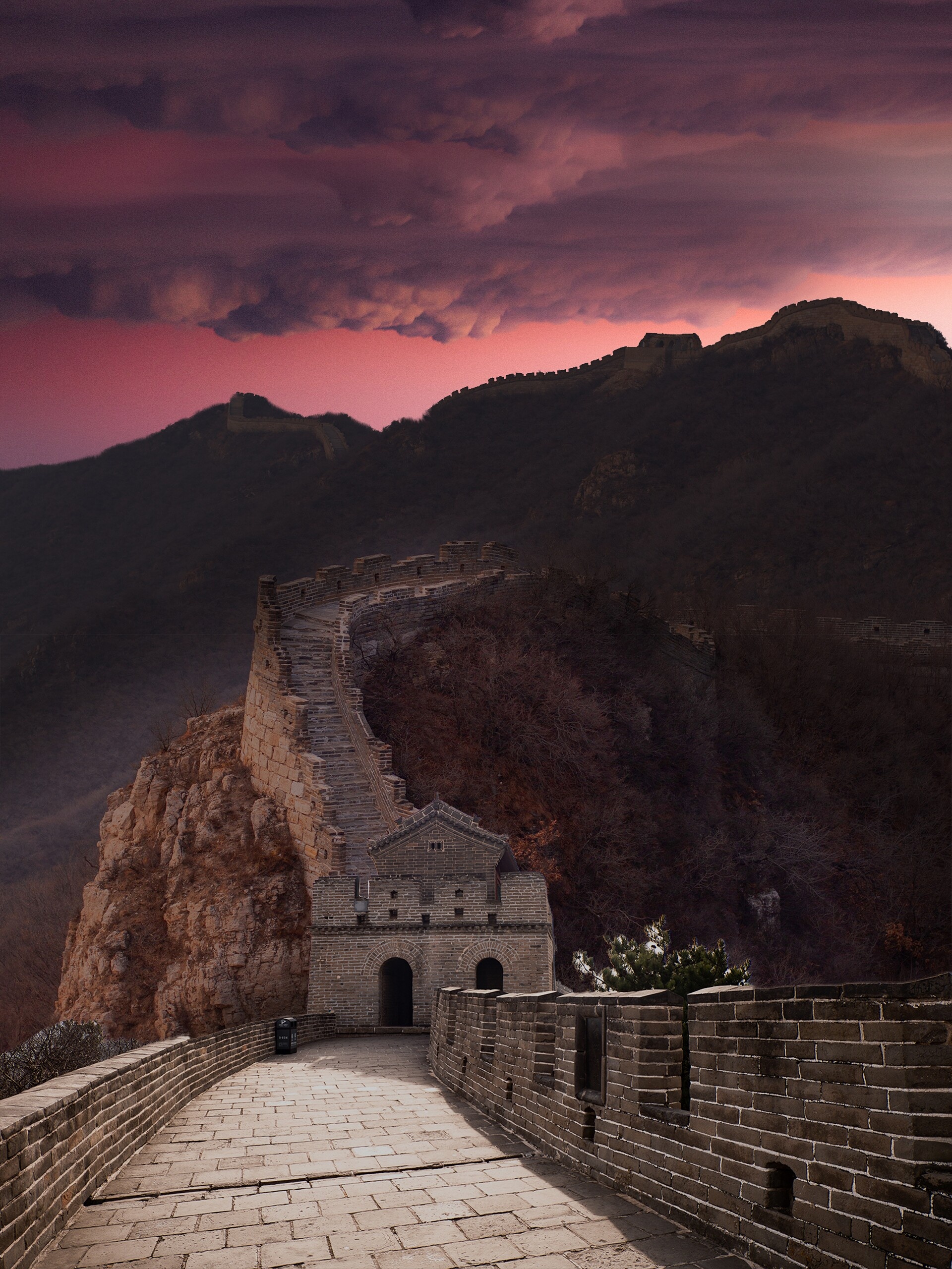 Great Wall of China: Extensive bulwark, erected across Mongolian border. 1920x2560 HD Background.