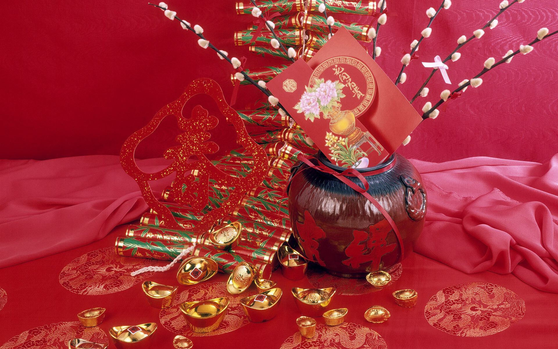 Chinese New Year: Originally, a festival to honor ancestors as well as holy or sacred beings. 1920x1200 HD Background.